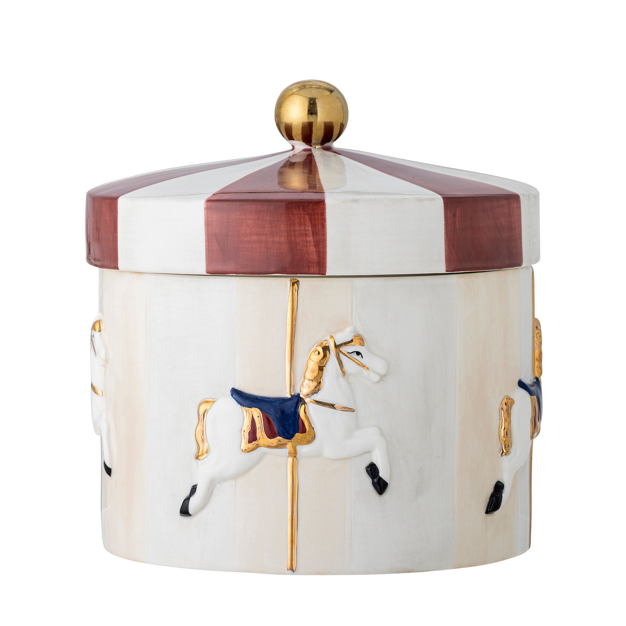 Bloomingville Merry-go-round jar w/lid, red, stoneware
