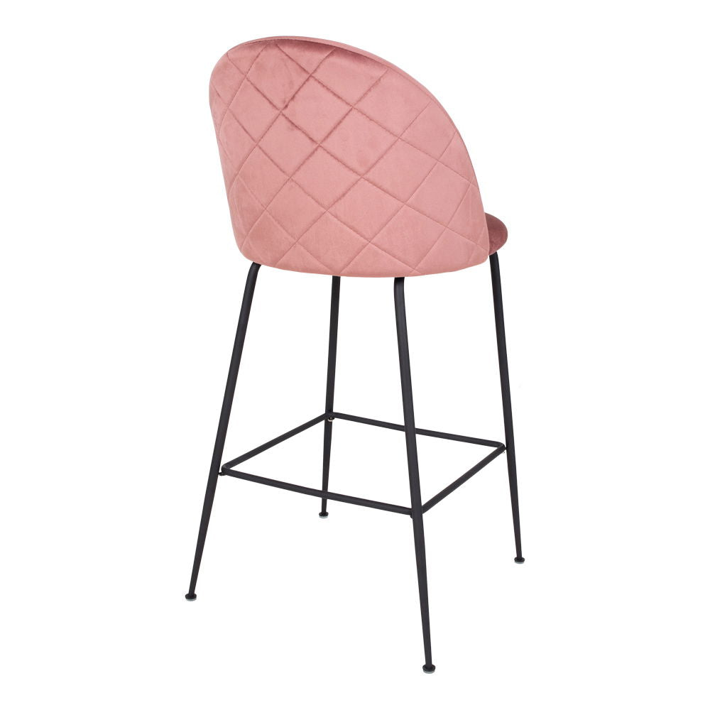Lausanne bare chair - bar stool in velor, pink with black legs, HN1214