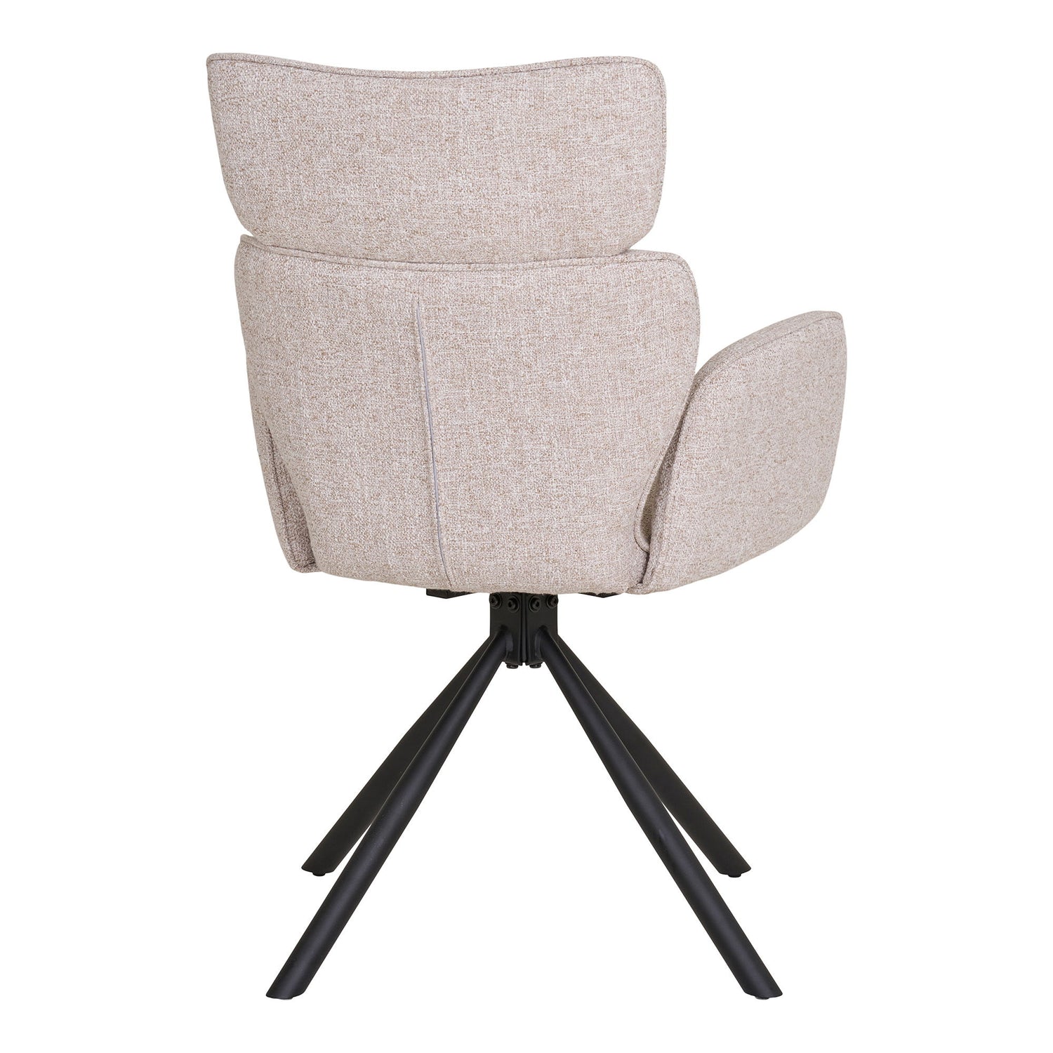 Dining table chair, swivel foot, fabric, sand with black legs, HN1279