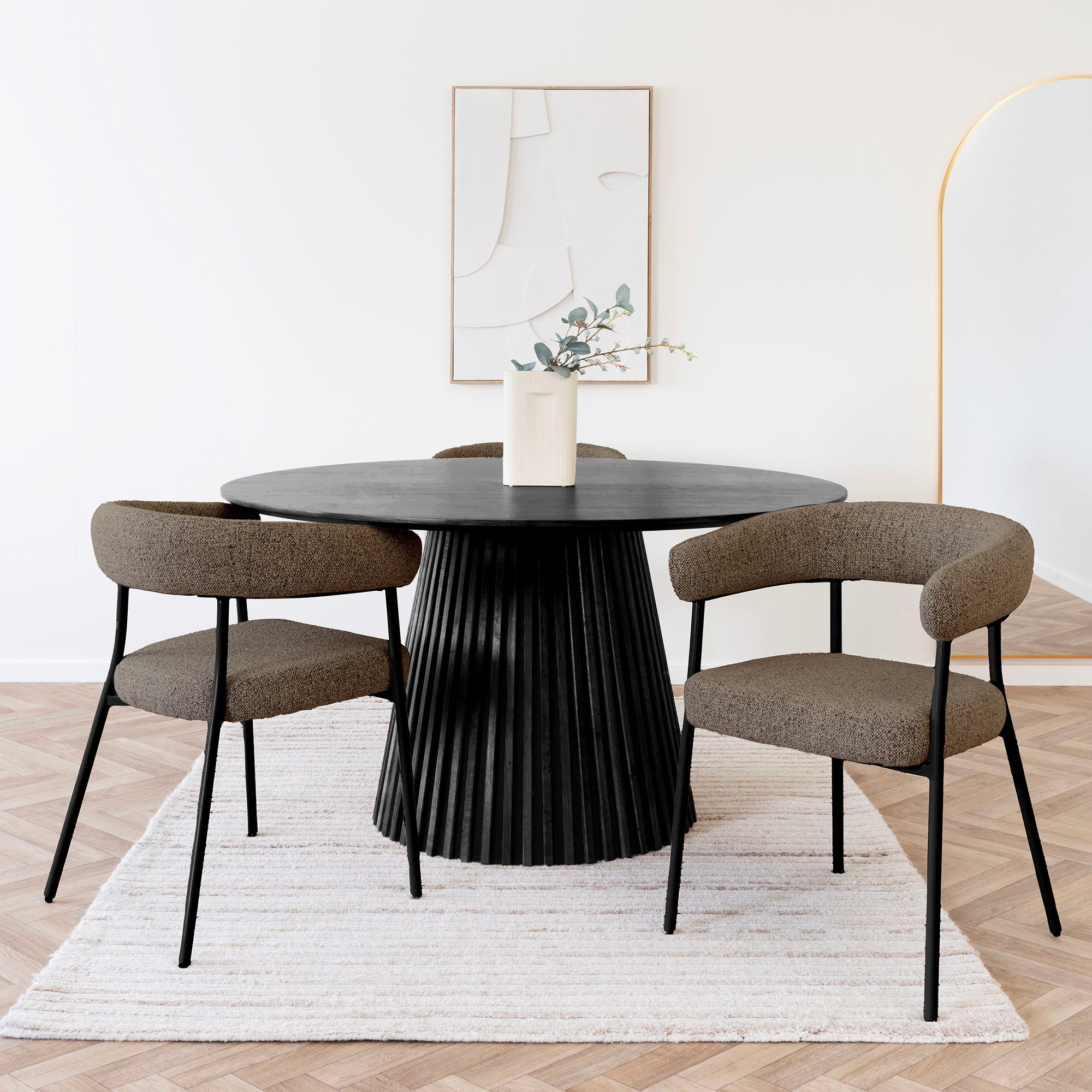 Trivio dining table chair - dining table chair, brown, black legs HN1314
