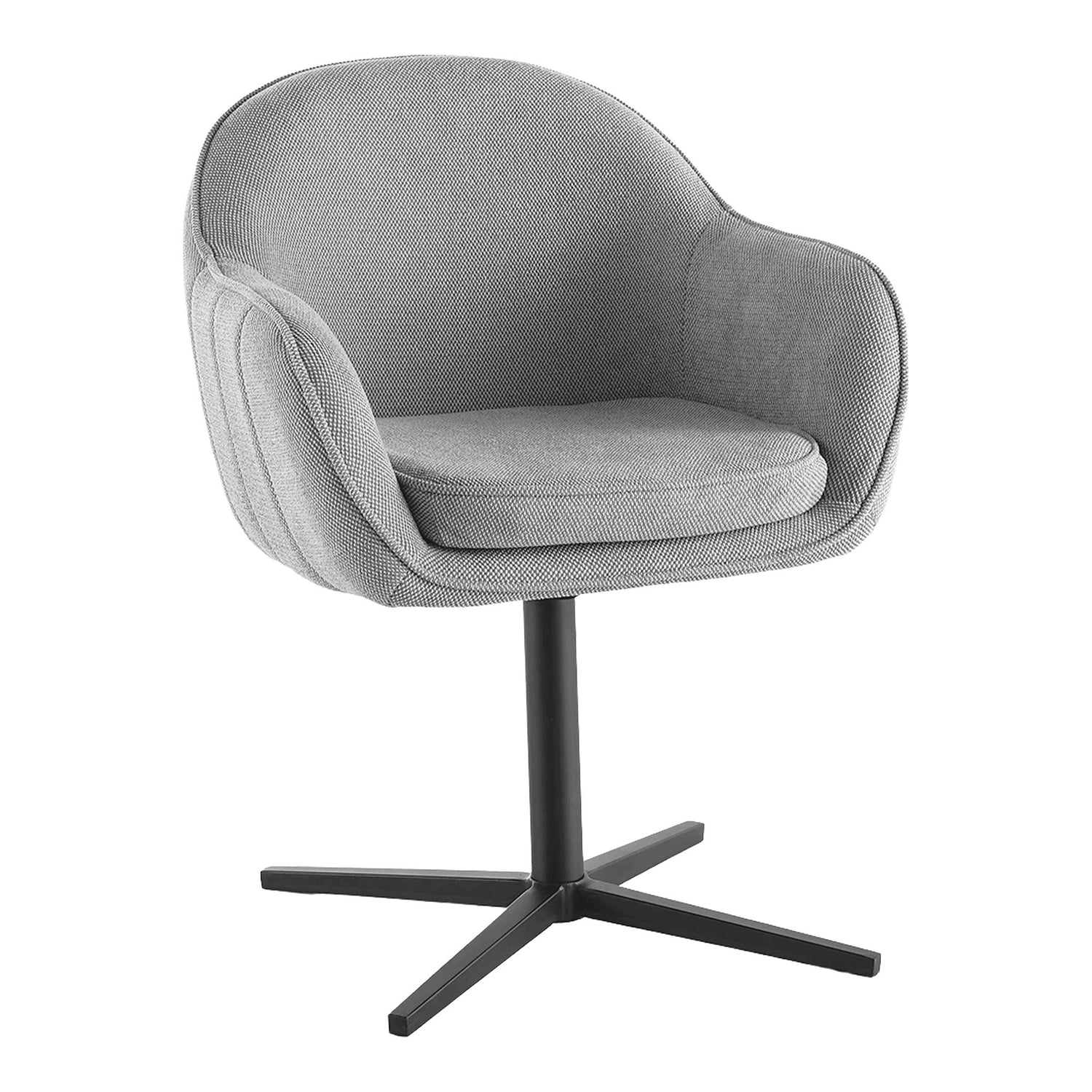 Dining table chair, swivel foot, light gray with black legs, HN1285