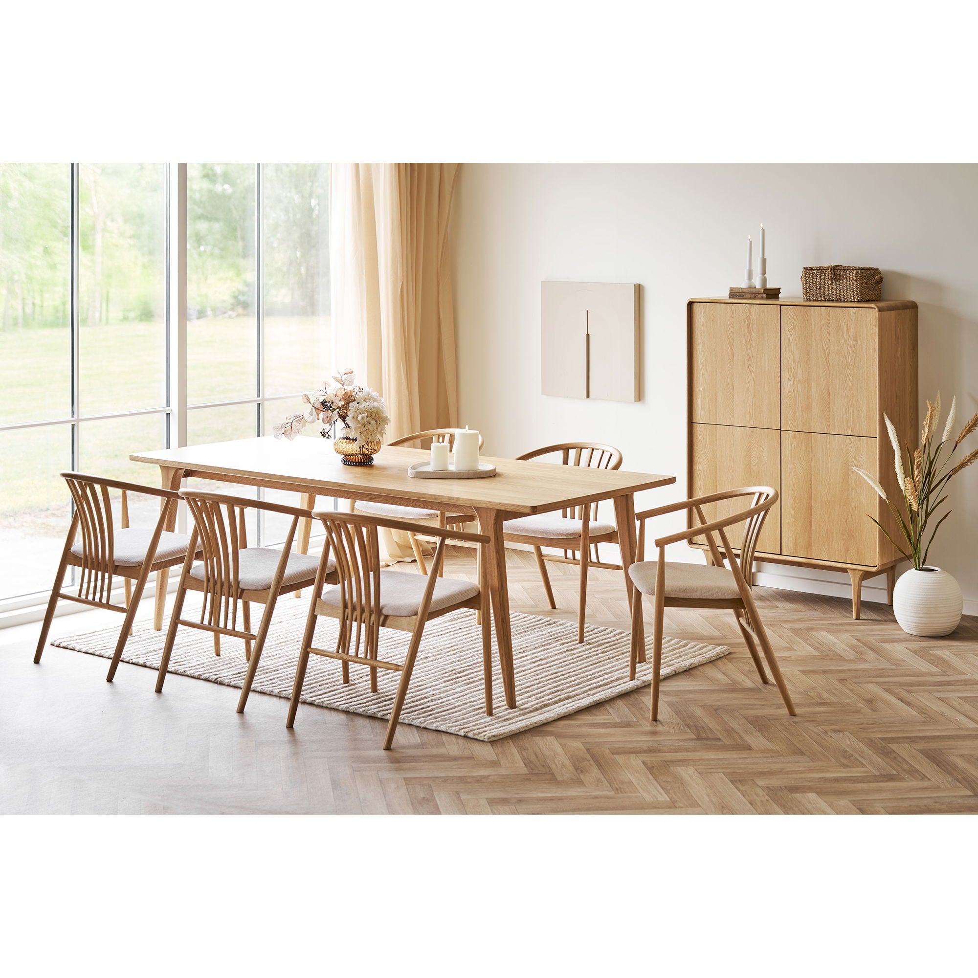 Agustin Dining table chair - Dining table chair, oak with fabric seat, nature/sand HN1286