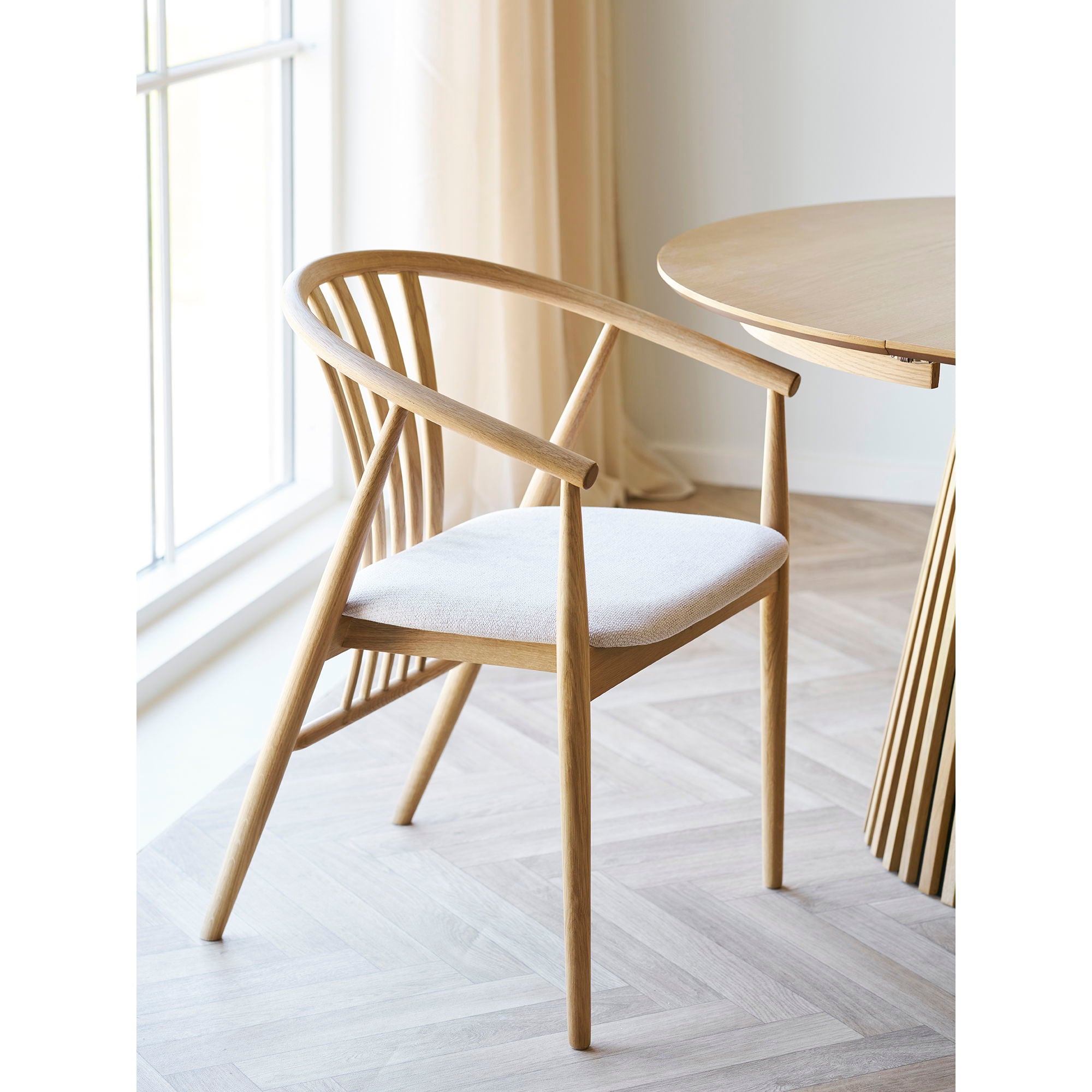 Agustin Dining table chair - Dining table chair, oak with fabric seat, nature/sand HN1286
