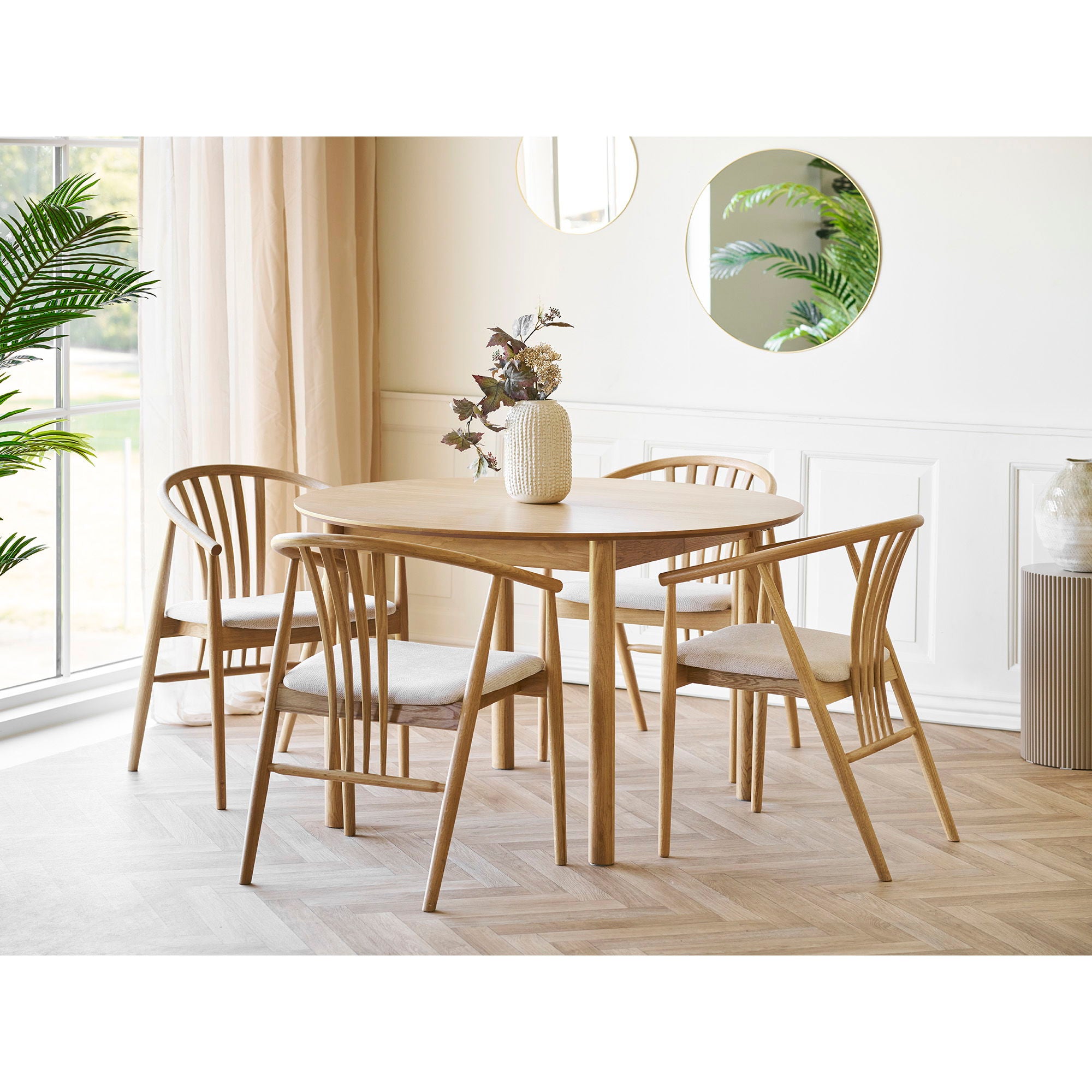 Agustin Dining table chair - Dining table chair, oak with fabric seat, nature/sand HN1286
