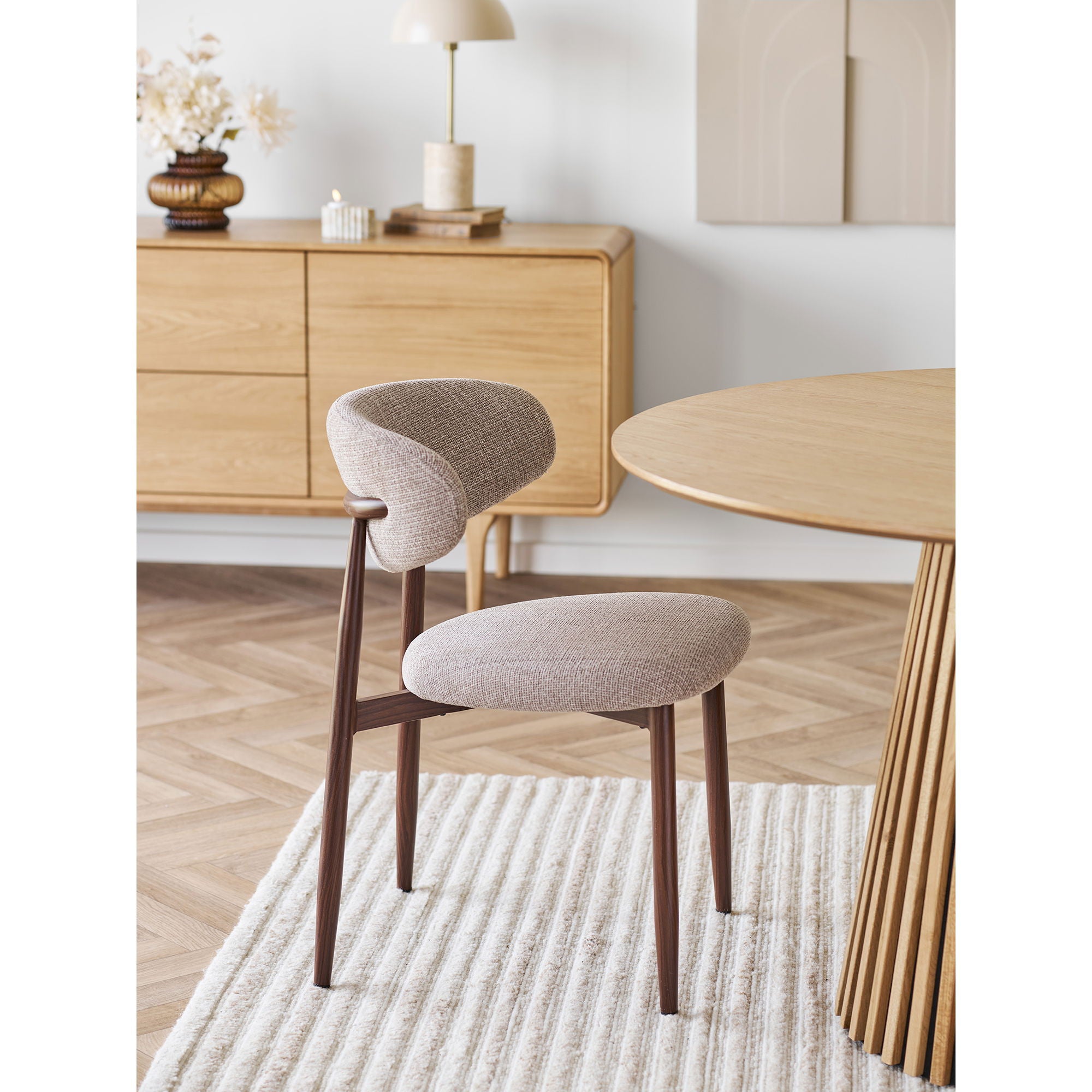 Levanto Dining Table Chair - Dining Table Chair, Sand, Wooden Look Leg, Walnut HN1302