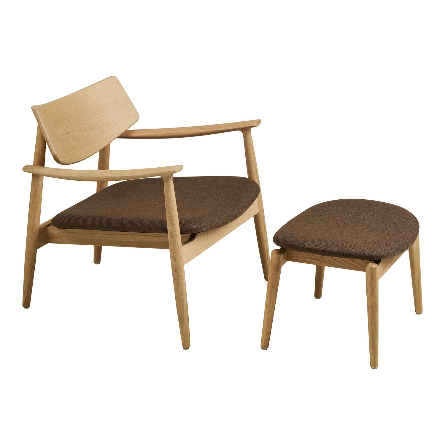 Olvera set - lounge chair and footstool, nature/brown HN1084