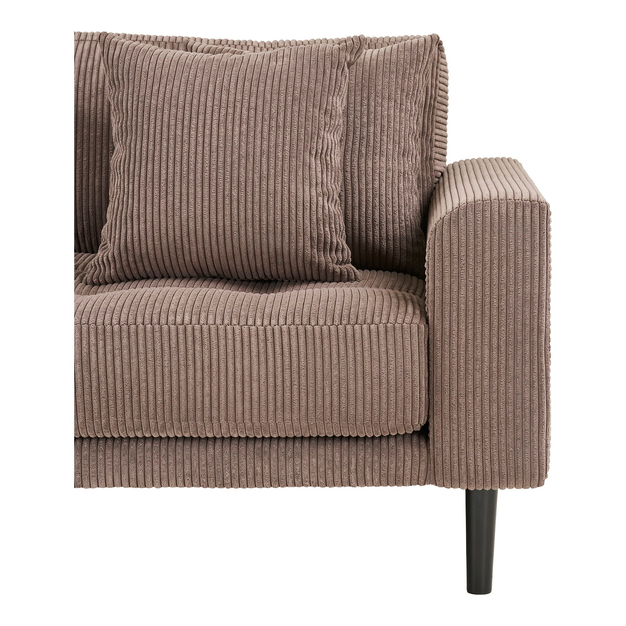 Lido Lounge Sofa - Lounge Sofa, left -wing in brown velvet with four pillows and black wooden legs HN1423