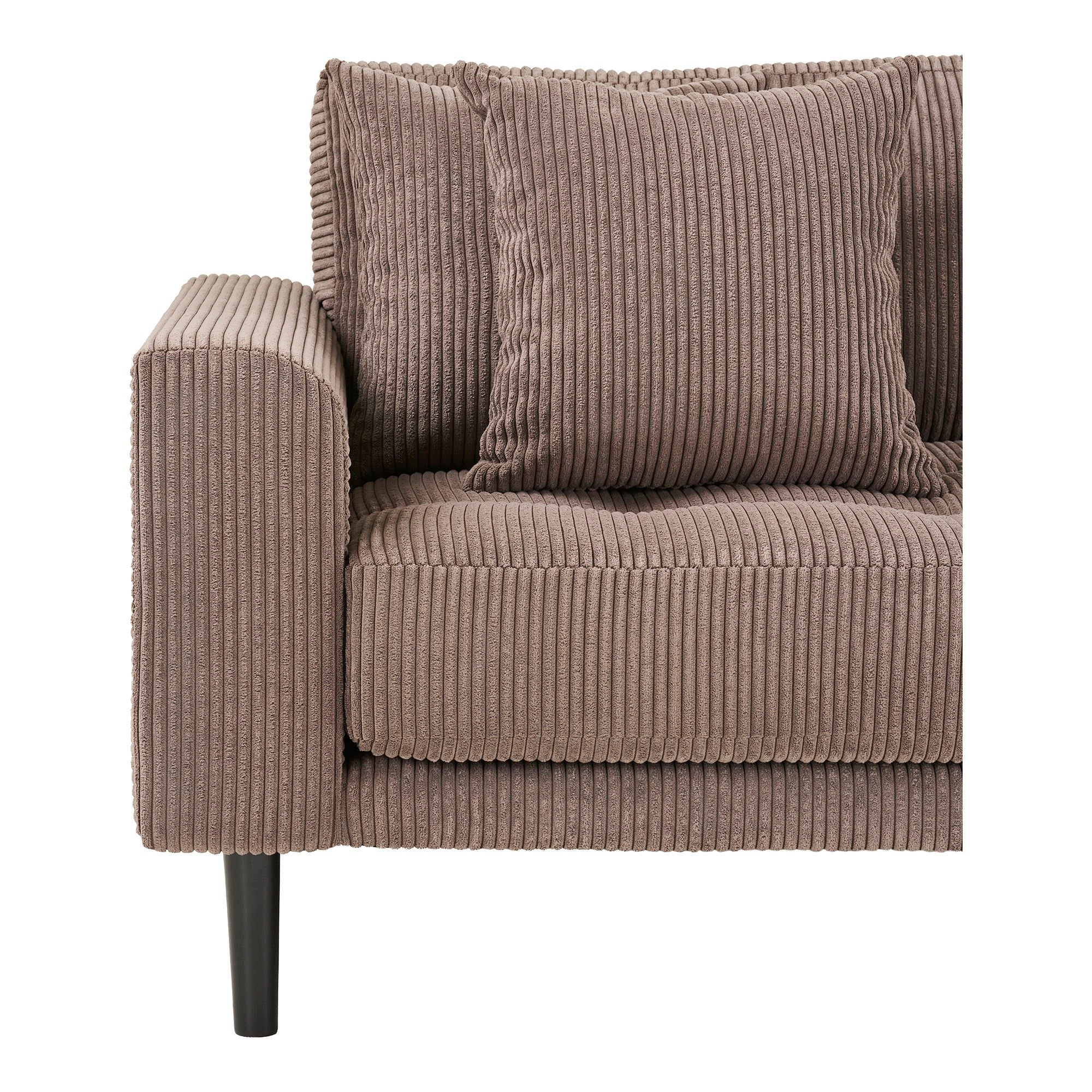 Lido Lounge Sofa - Lounge sofa, right -wing in brown velvet with four pillows and black wooden ben HN1423