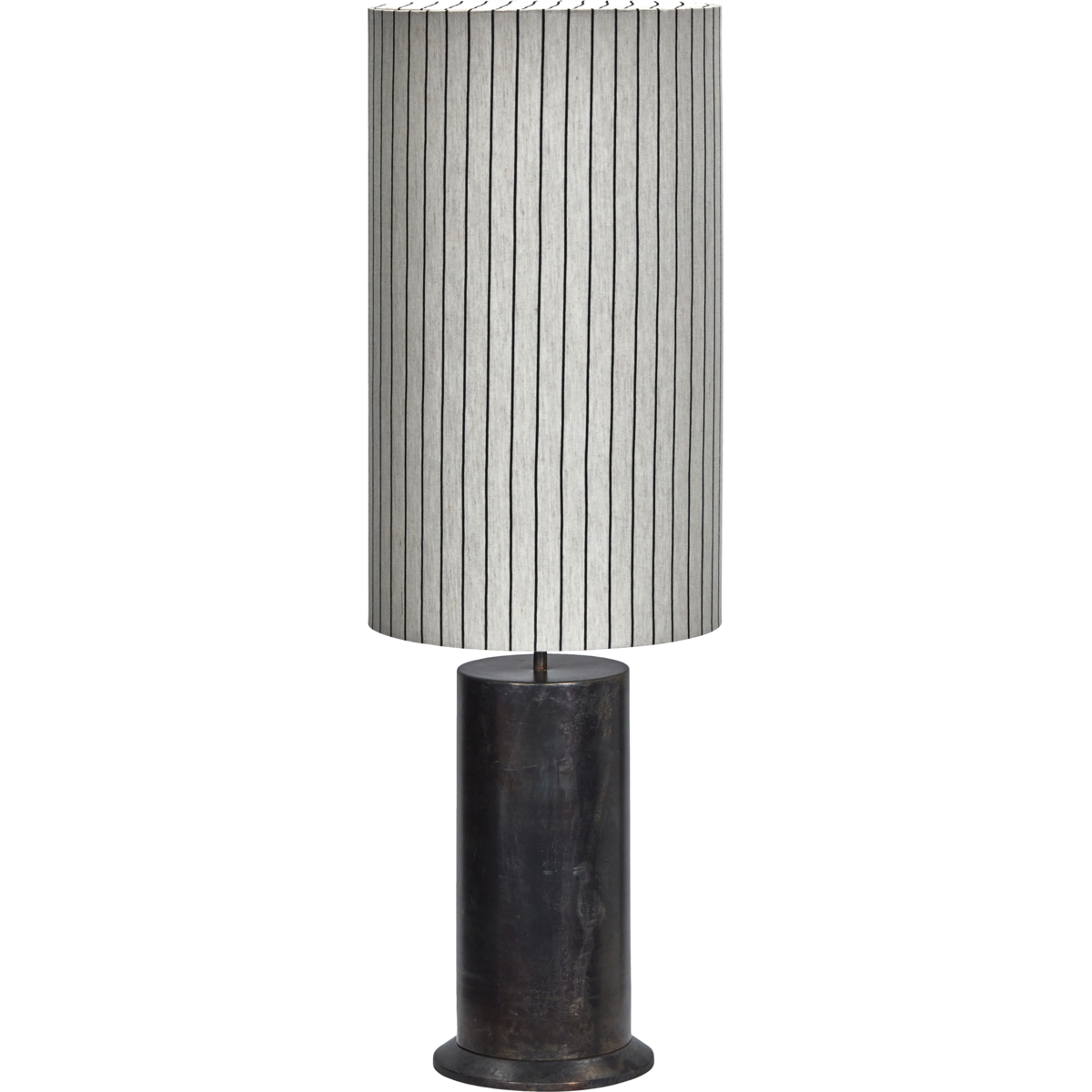 Floor lamp, hdrafi base with hdshade, antique brown; raw white; black