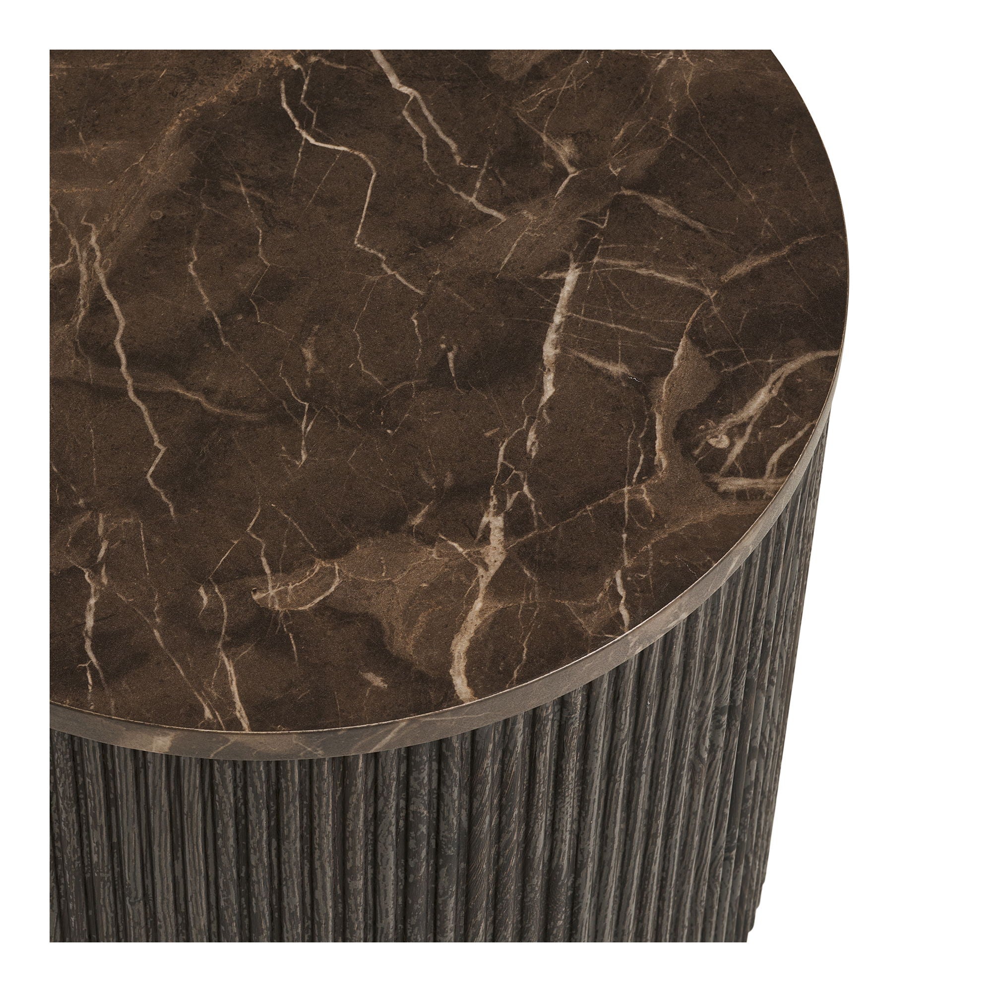 Rota Corner Table - Corner Table, Marble Look, Dark Brown Ø45x40 cm