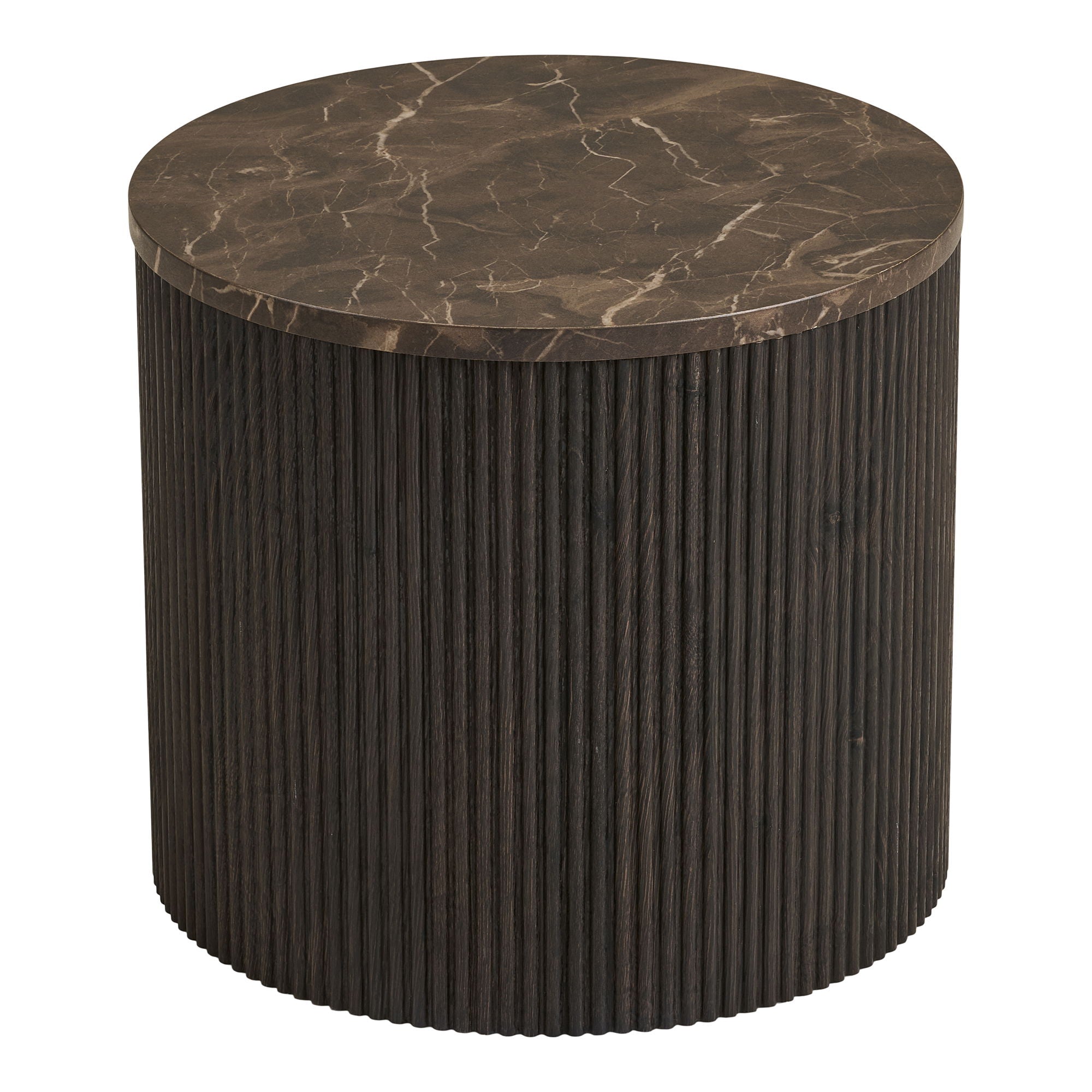 Rota Corner Table - Corner Table, Marble Look, Dark Brown Ø45x40 cm