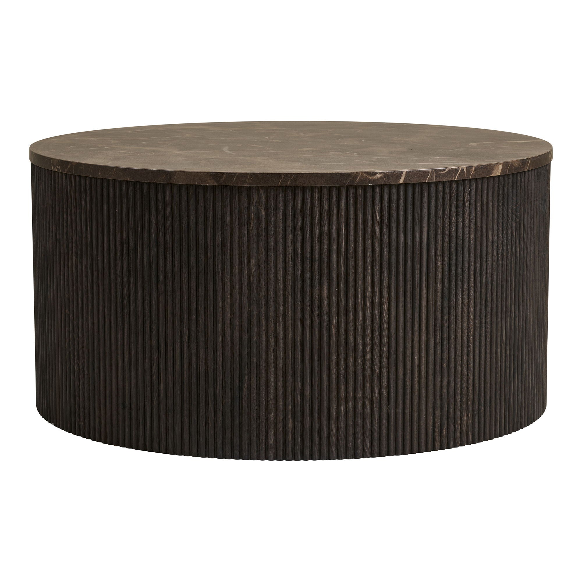 Rota Coffee Table - Coffee Table, Marble Look, Dark Brown Ø80x40 cm