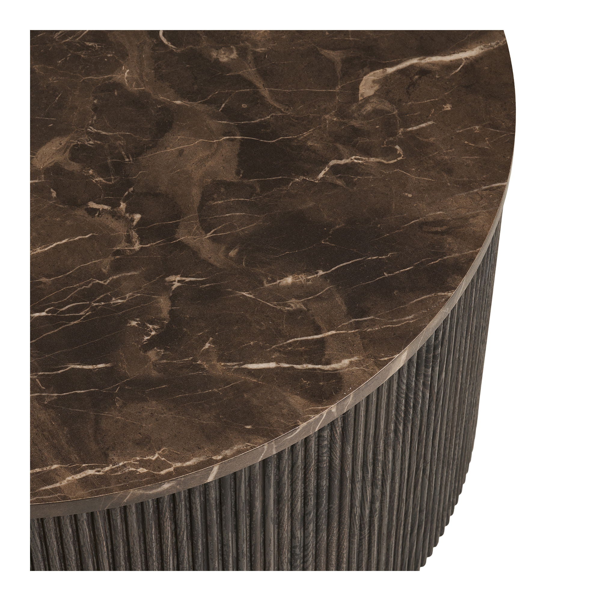 Rota Coffee Table - Coffee Table, Marble Look, Dark Brown Ø80x40 cm