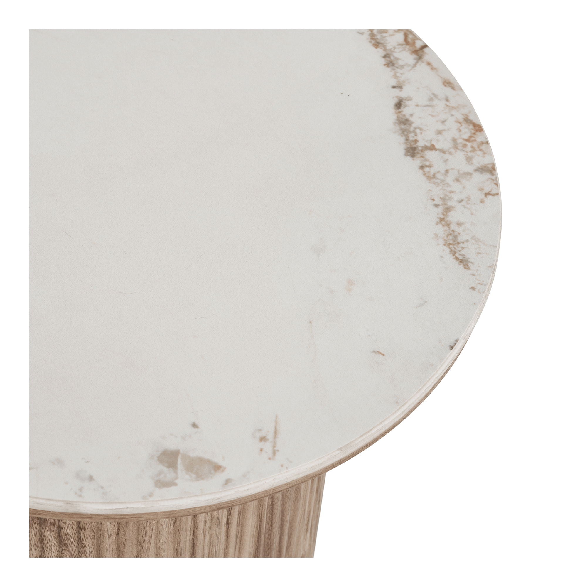 Athens Corner Table - Corner Table, Ceramic Table Top, White/Dark Brown Ø45x50 cm