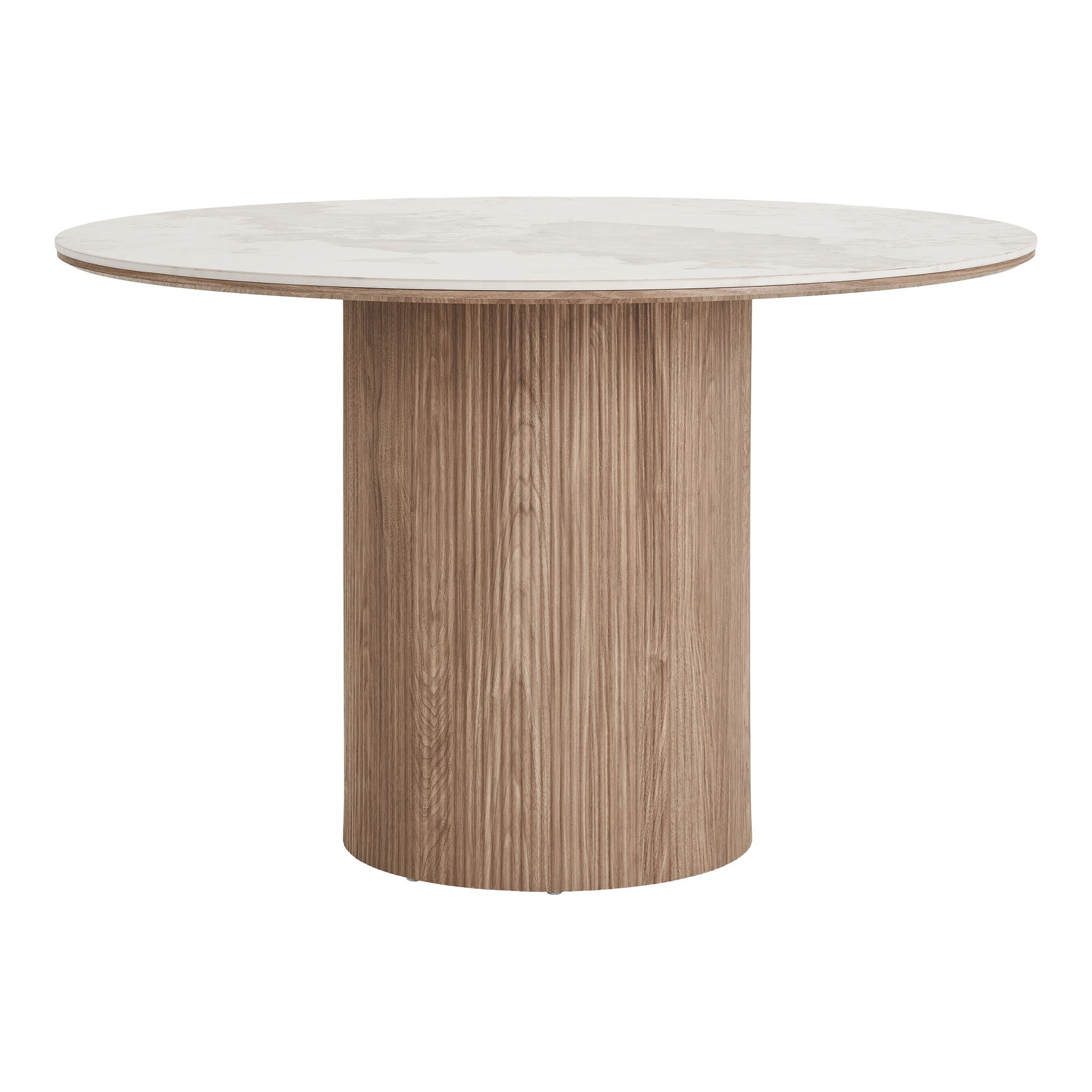 Athens Dining table - Dining table, ceramic table top, white, dark brown ø120x76 cm