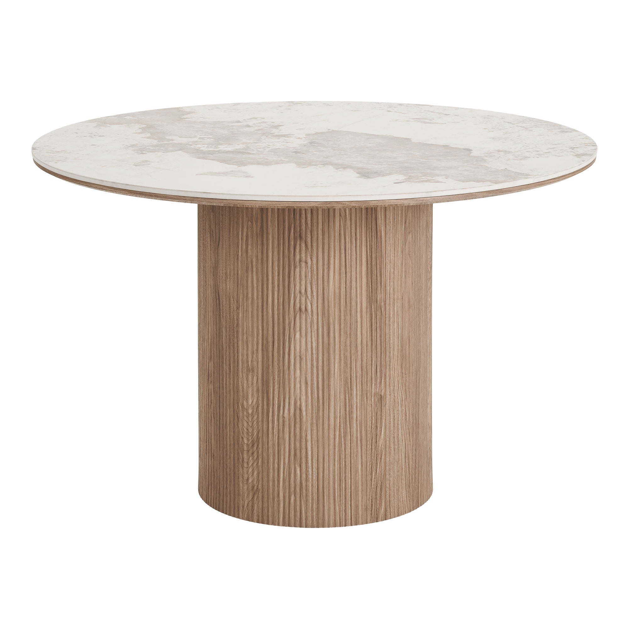 Athens Dining table - Dining table, ceramic table top, white, dark brown ø120x76 cm