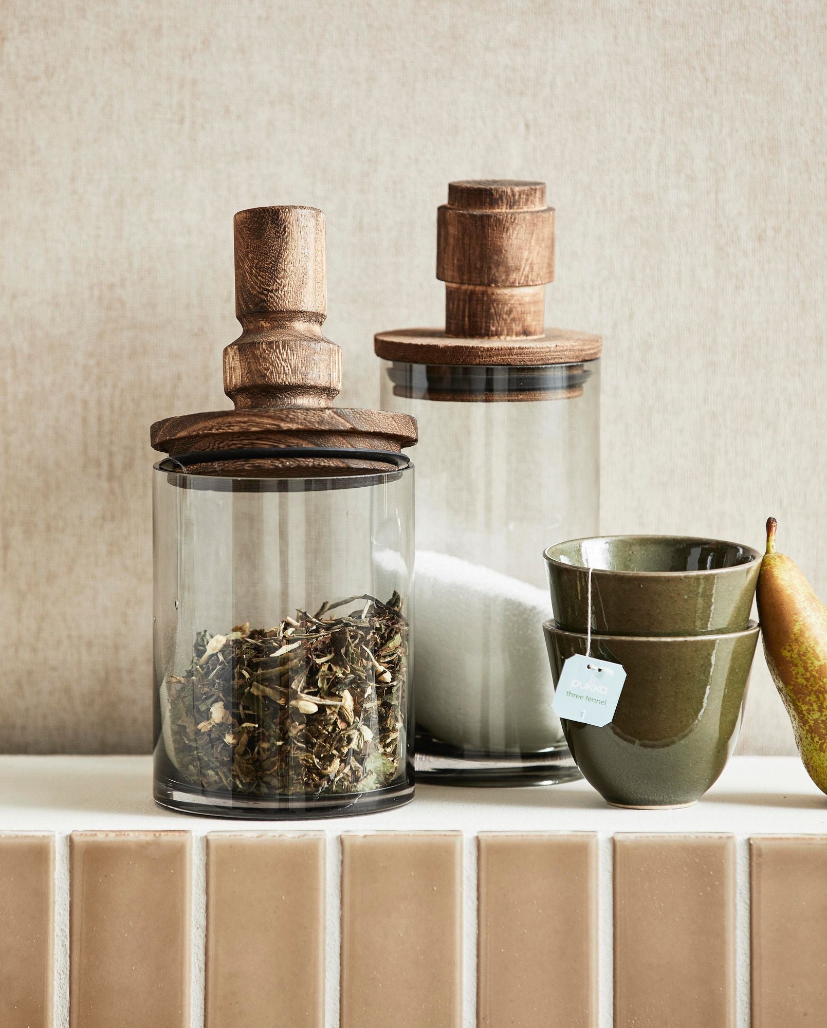 Sage storage glass with wood lid - 850 ml