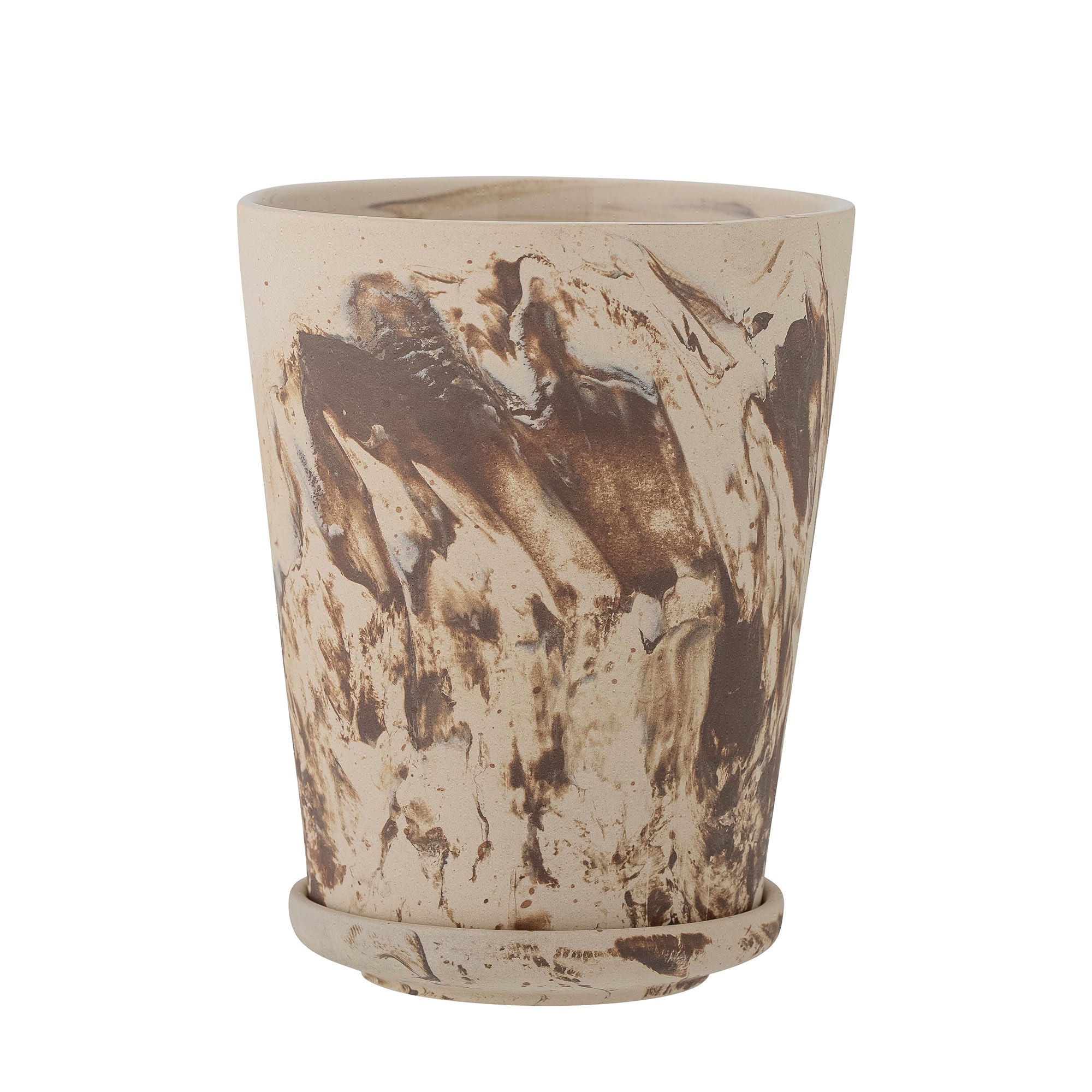 Bloomingville Stacy herbal pot w/saucer, brown, stoneware