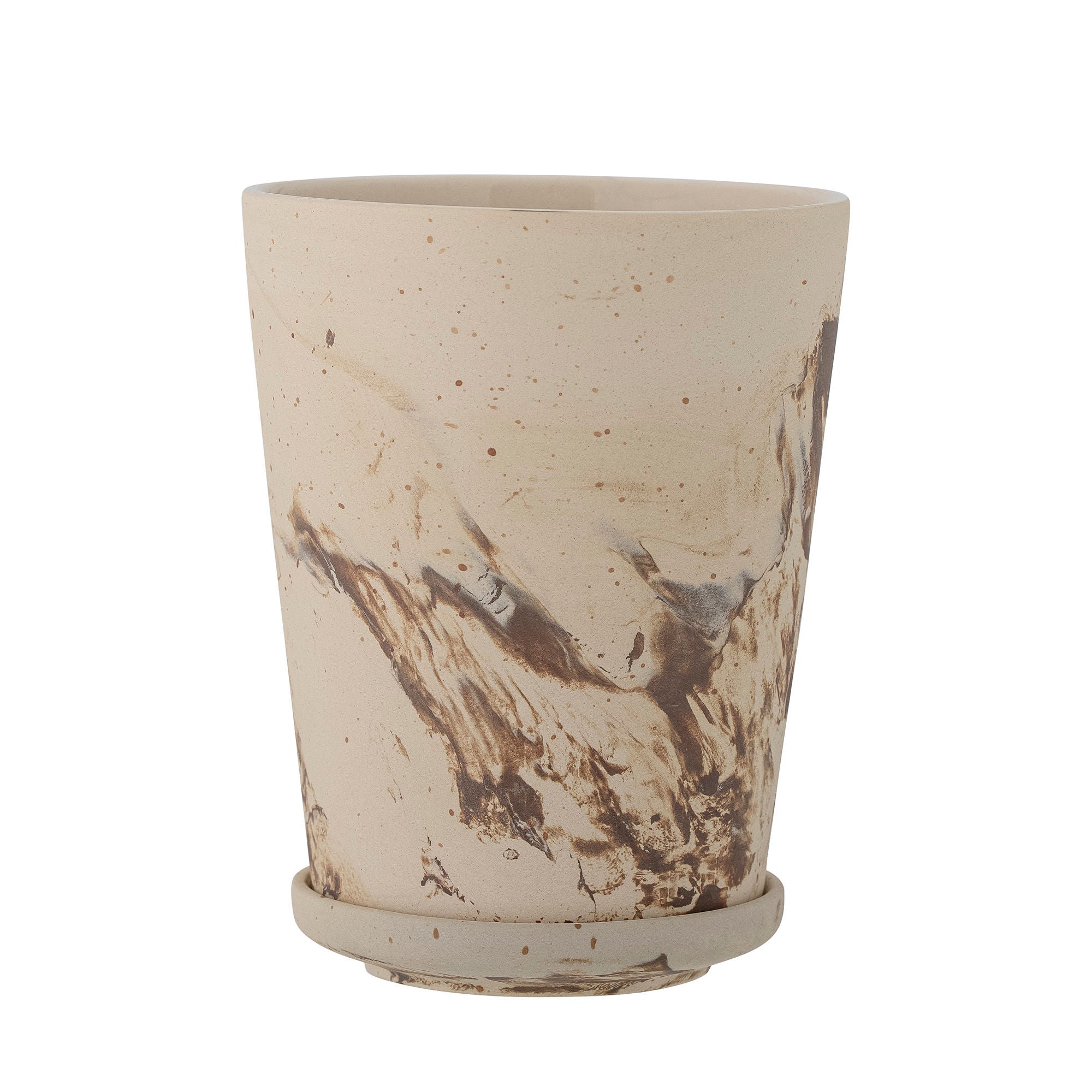 Bloomingville Stacy herbal pot w/saucer, brown, stoneware