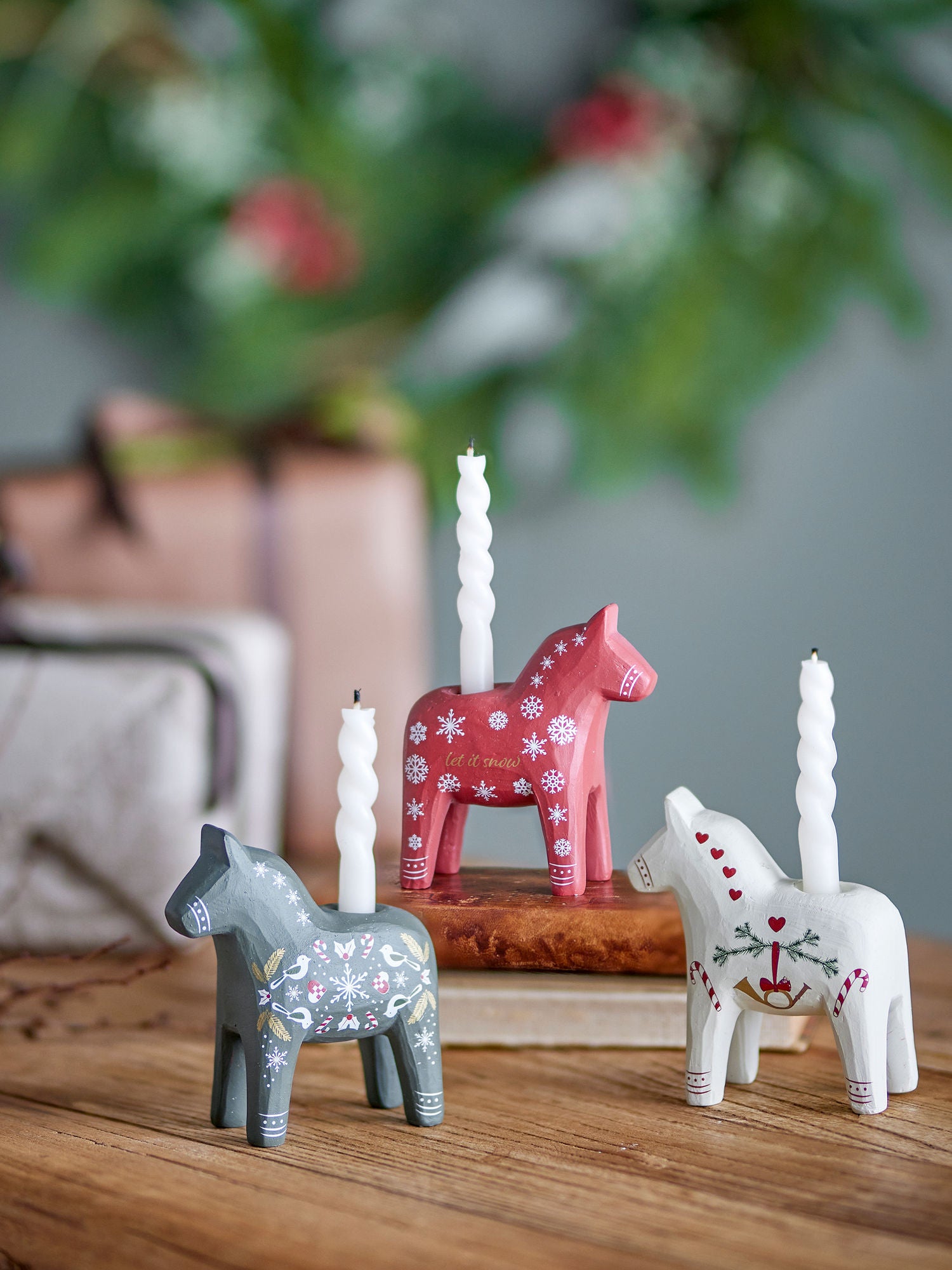 Bloomingville Siffer Candlestick, Red, Polyresin