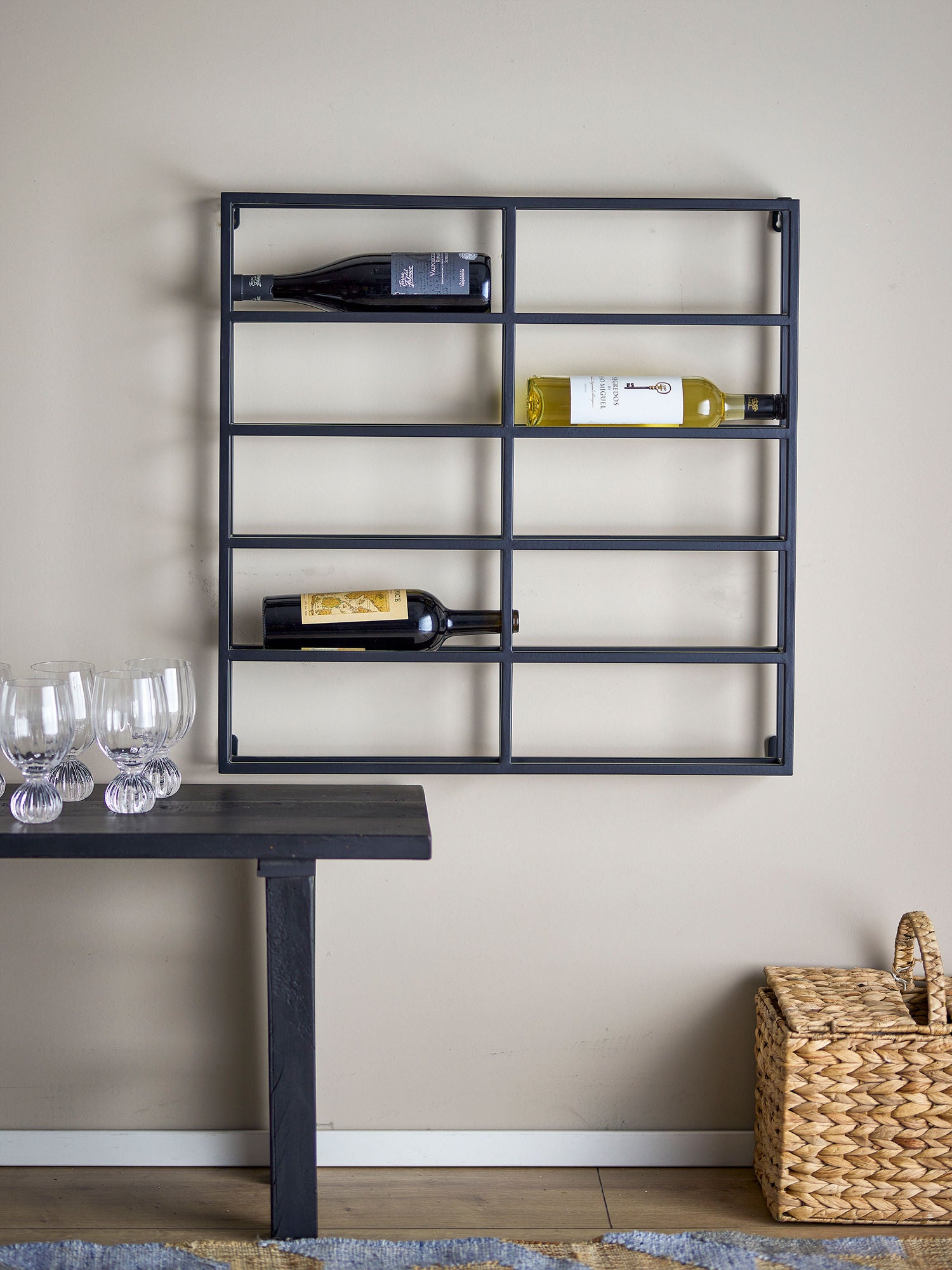 Bloomingville Magne wine rack, black, metal