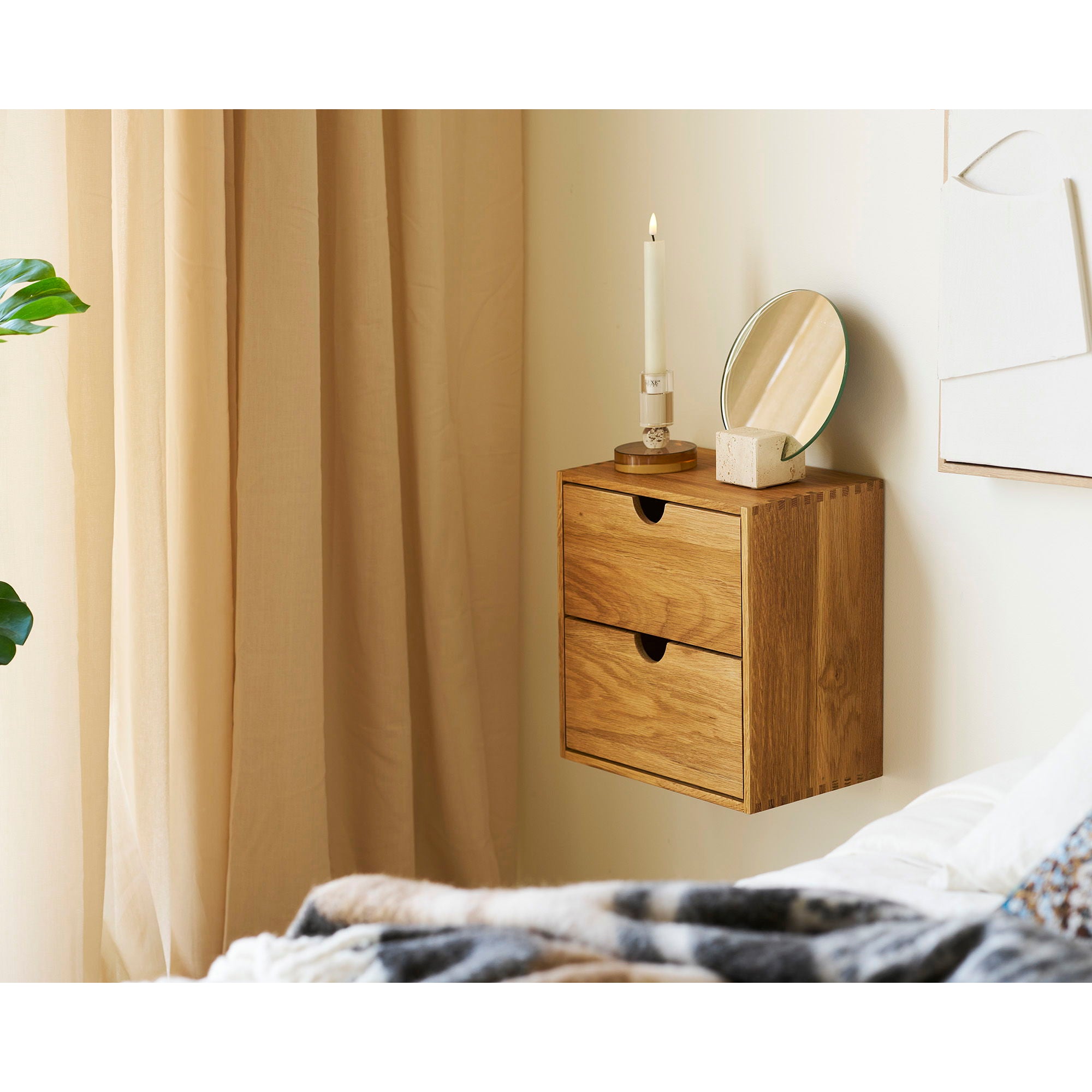 Townsville wall shelf with drawers - Wall shelf with drawers, oak 18x30x30 cm