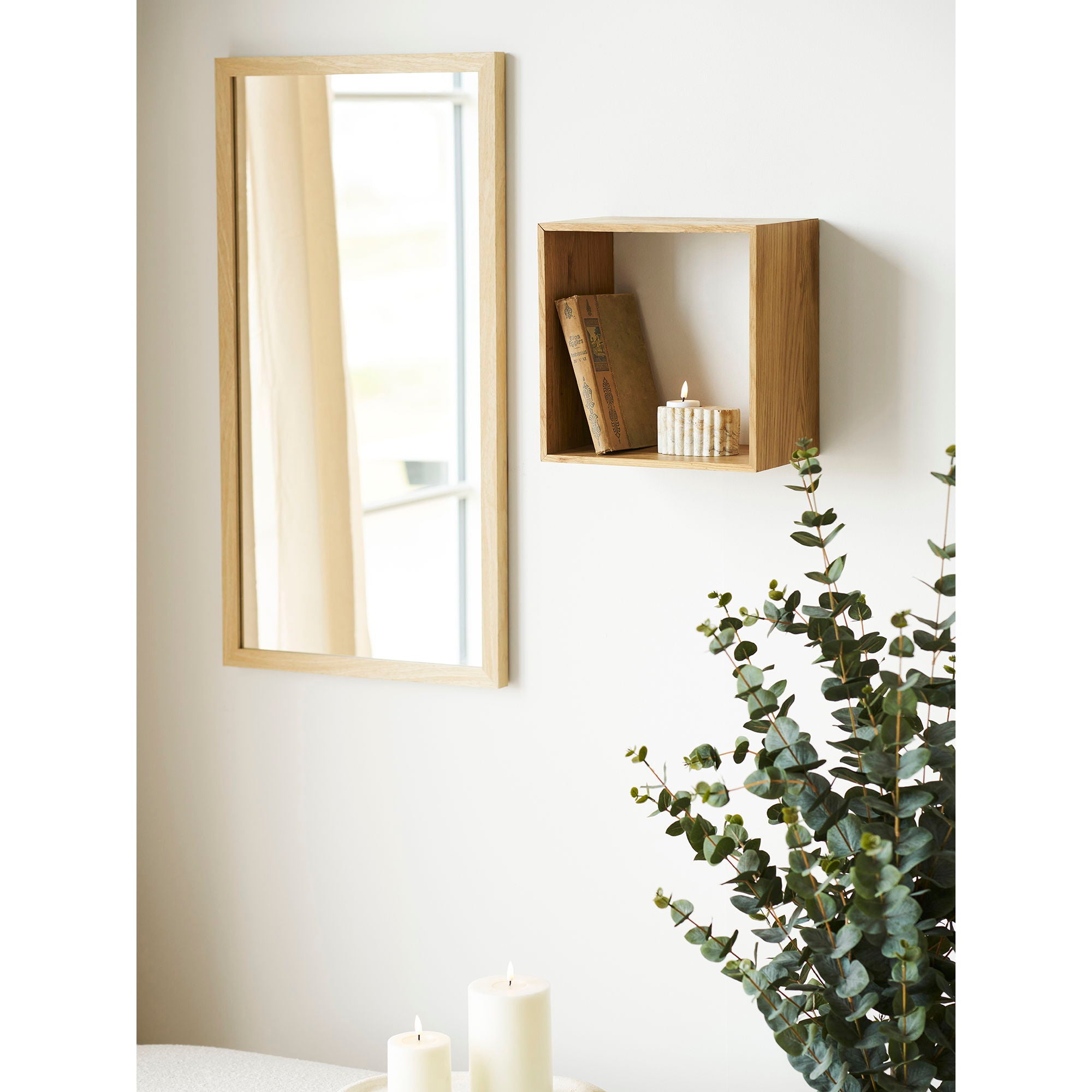 Lattoon wall shelf - wall shelf, oak, nature 30x18x30 cm