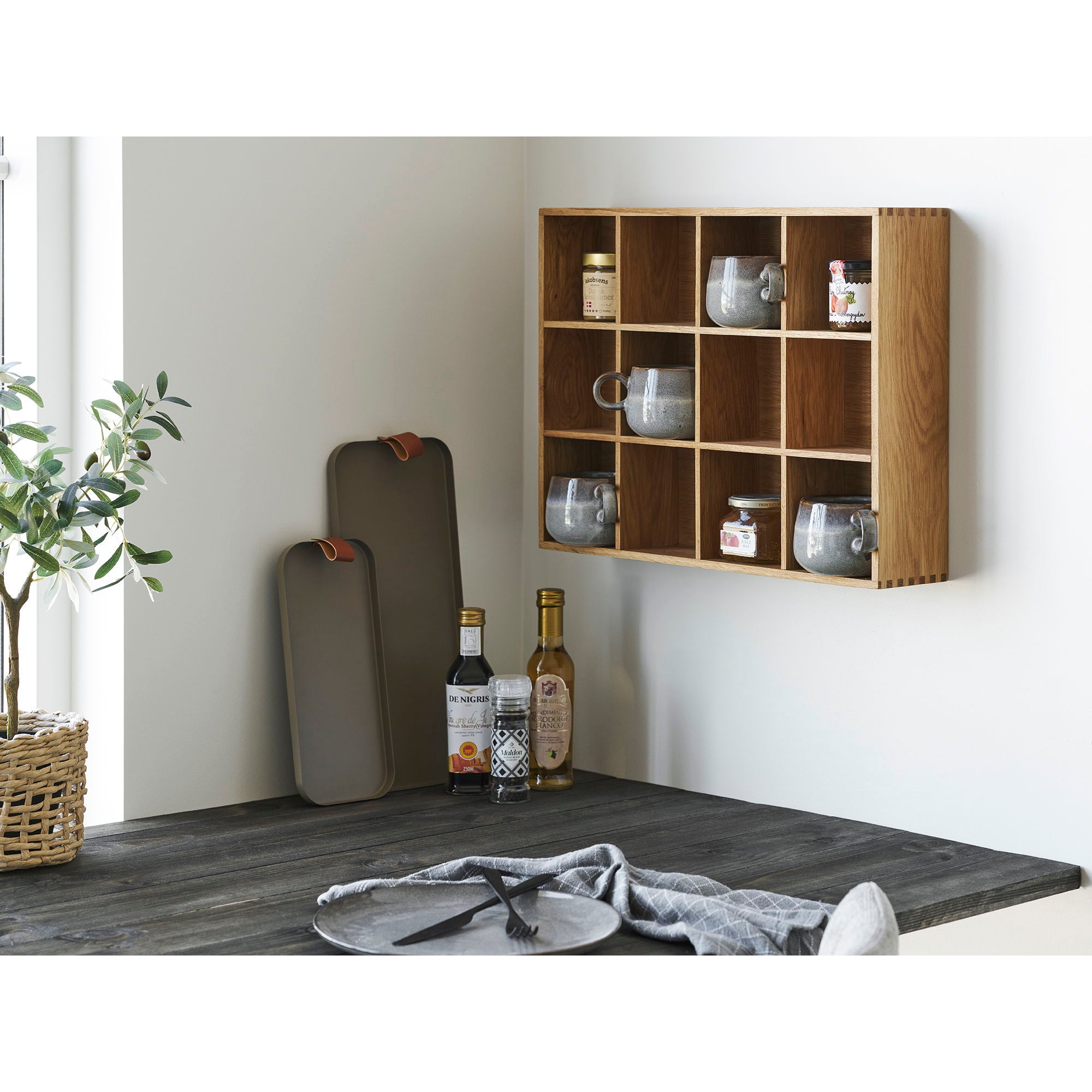 Soria wall shelf - wall shelf, oak/oak veneer, nature 39x11x51 cm
