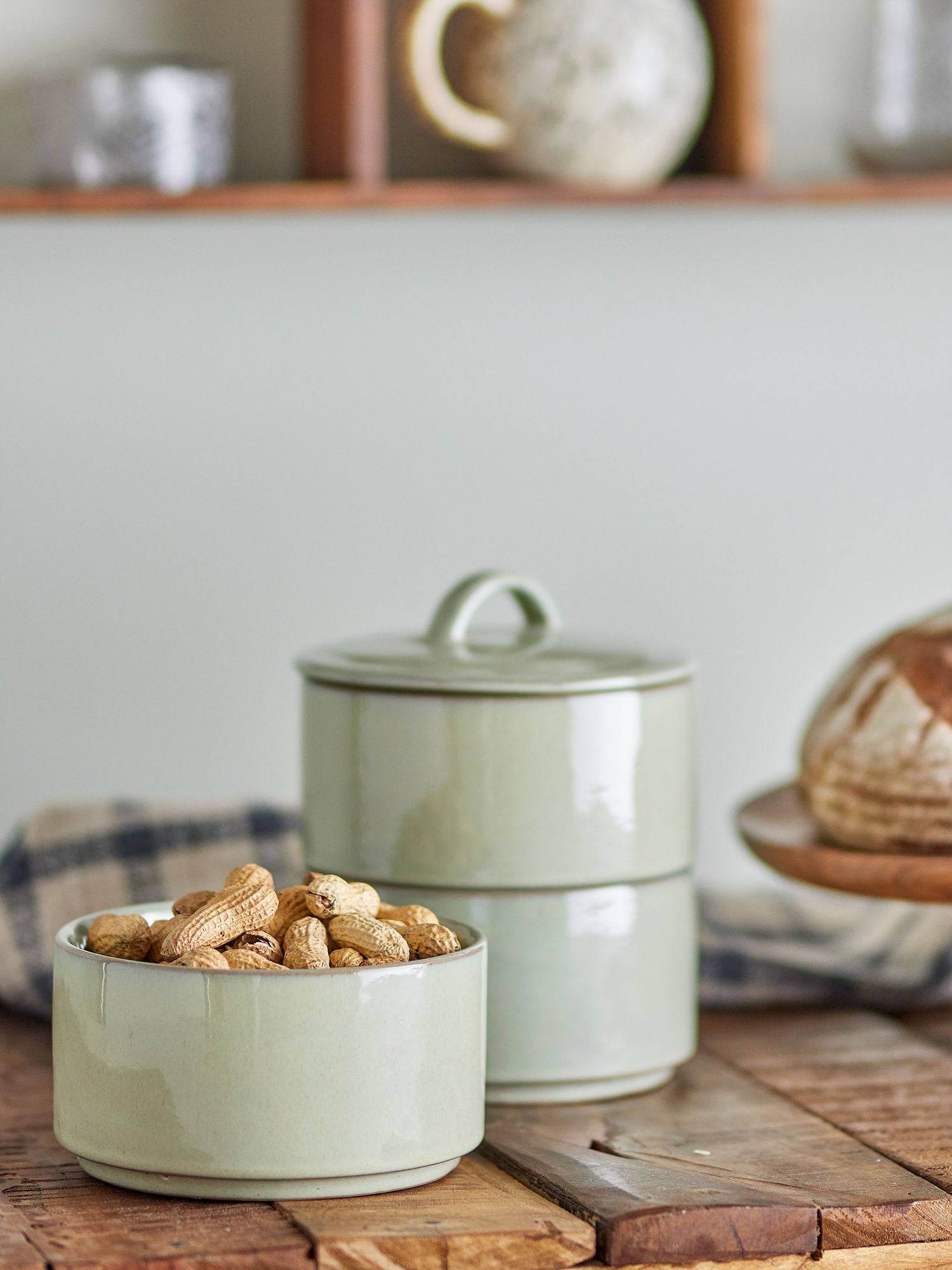 Creative Collection Ebba Pot w/lid, green, stoneware