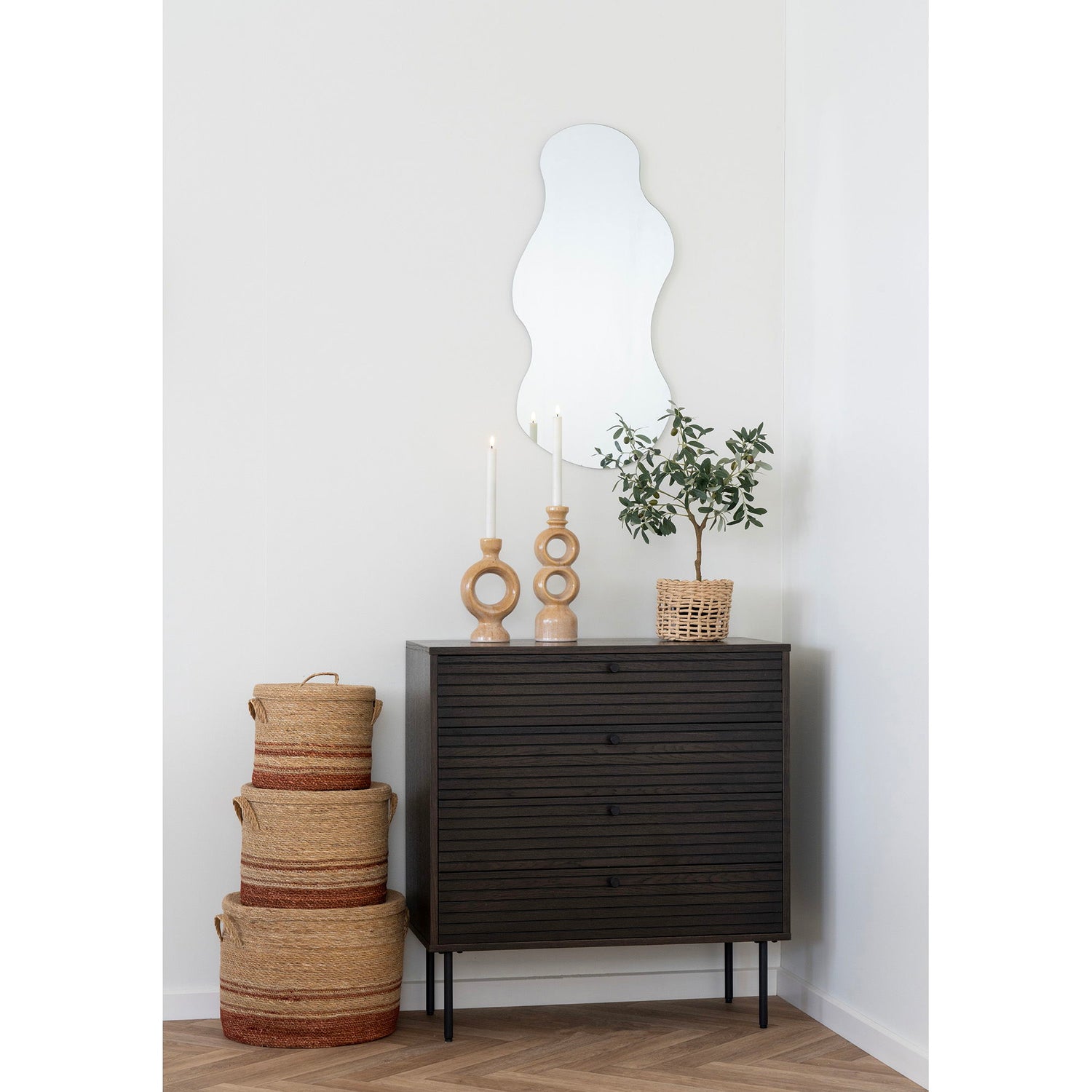 Curve, seagrass, nature/brown set of 3