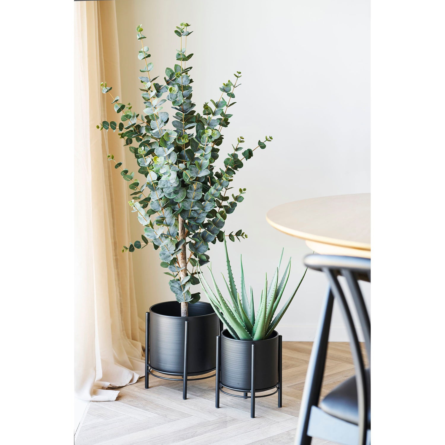 Herbal pot - herbal pot, steel, black set of 2