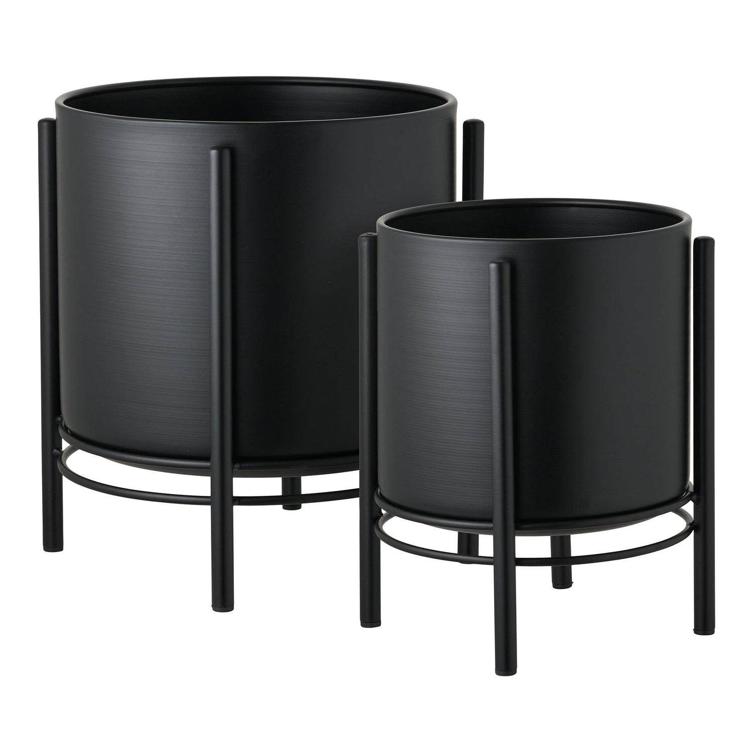 Herbal pot - herbal pot, steel, black set of 2
