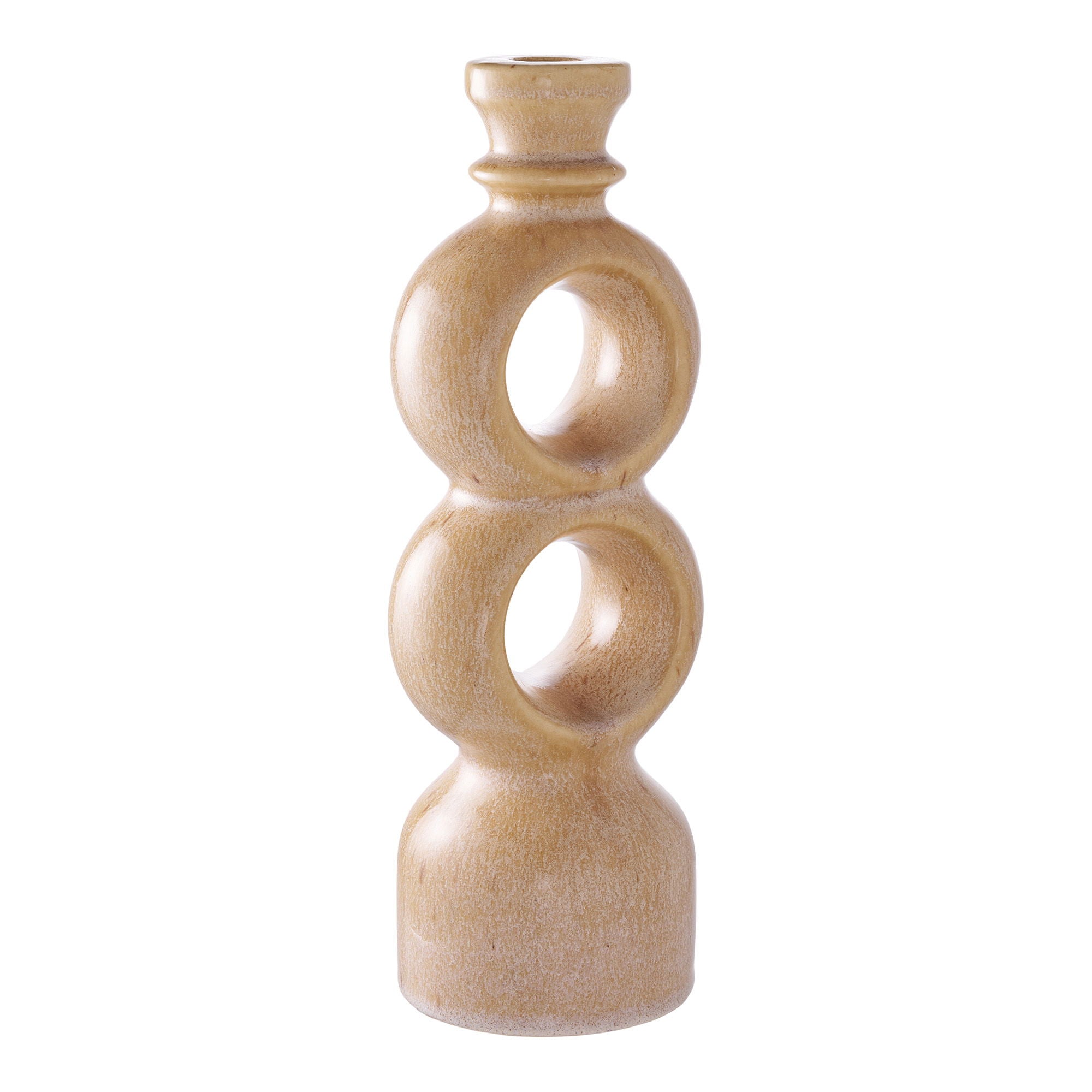 Candlestick, ceramics, brown<br>13.5x8,8x23.4 cm