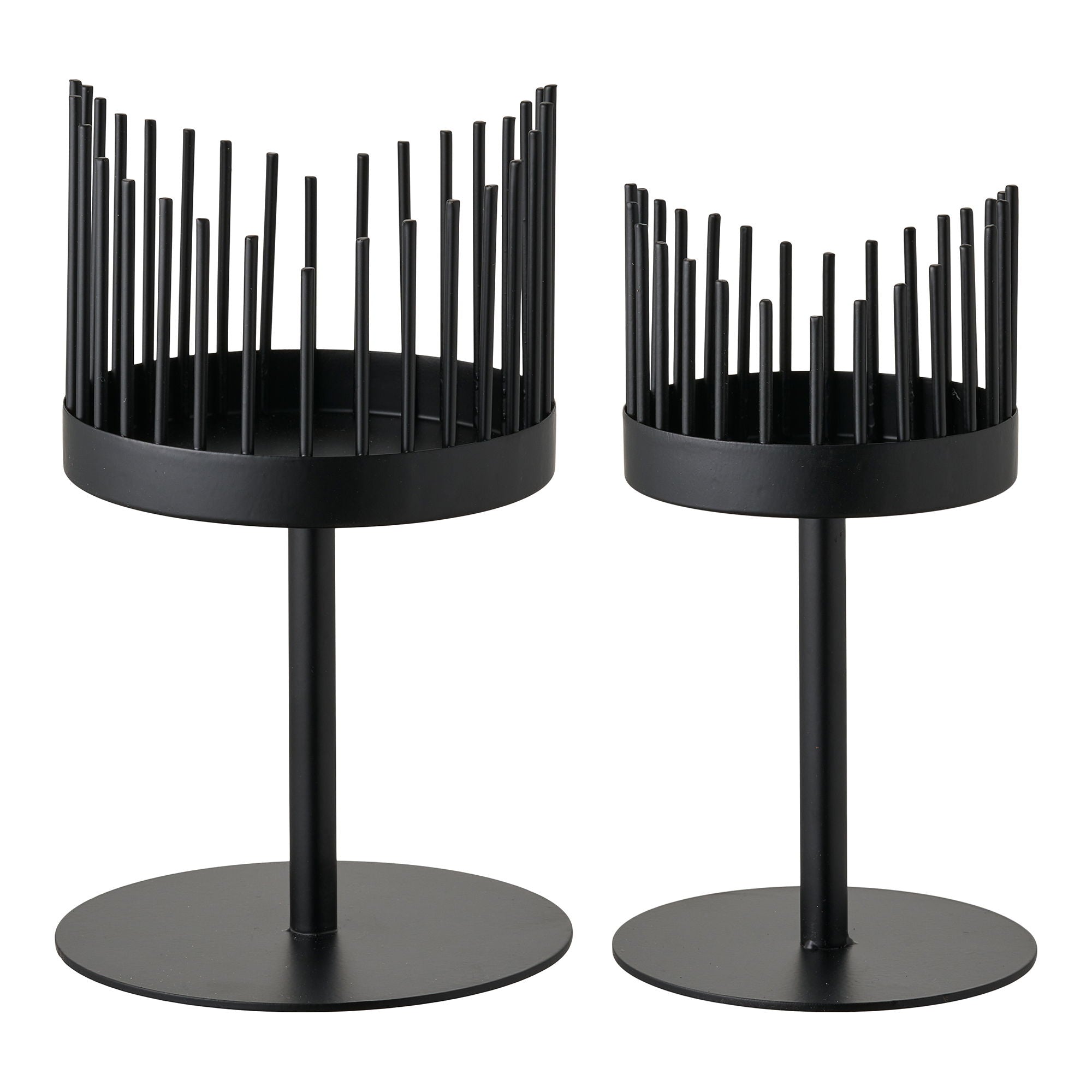 Candlestick - candlestick, steel, black set of 2