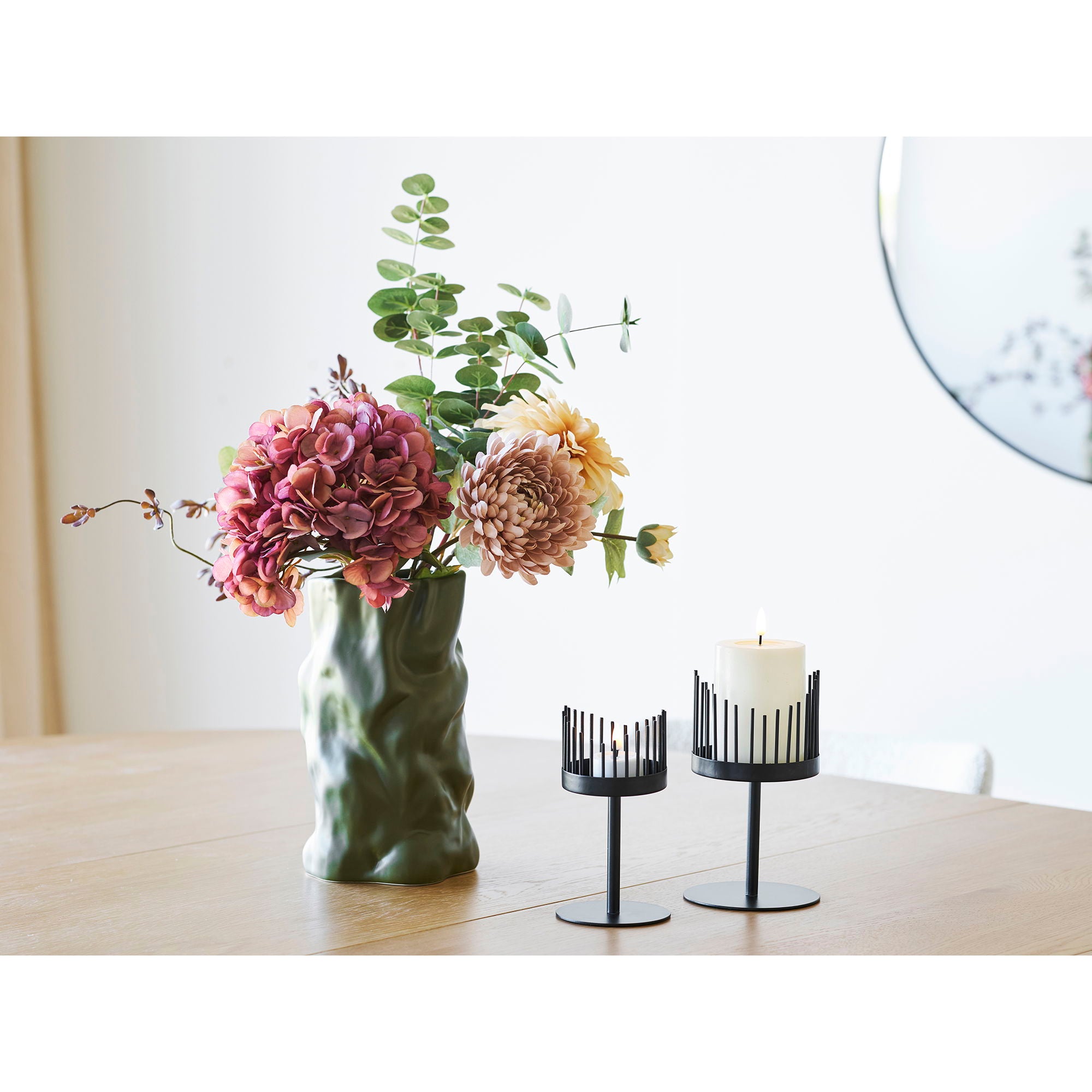 Candlestick - candlestick, steel, black set of 2
