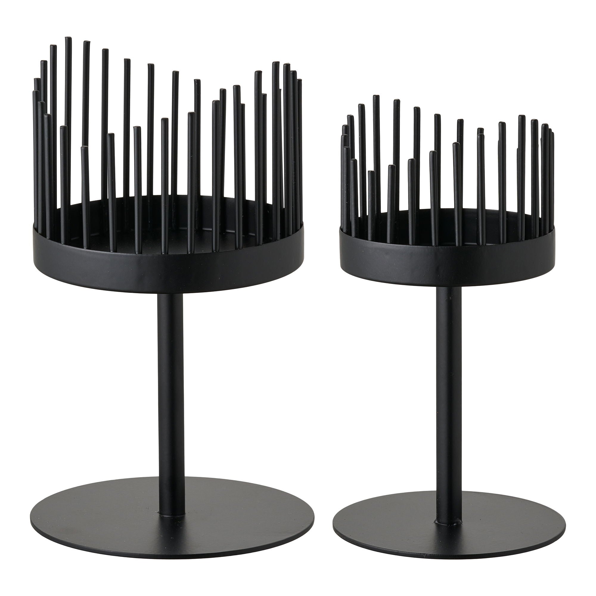 Candlestick - candlestick, steel, black set of 2