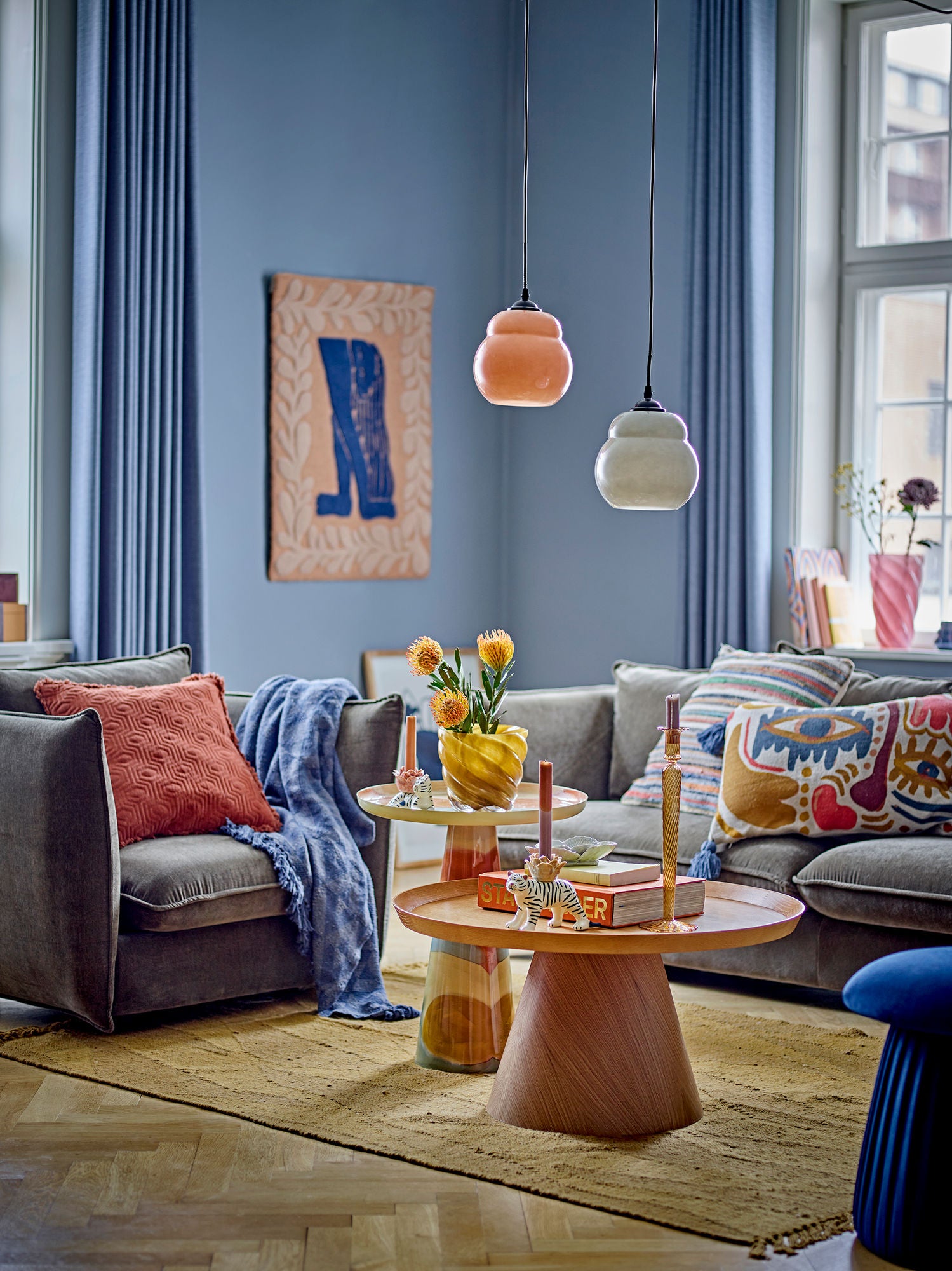 Bloomingville Brooke side table, yellow, metal