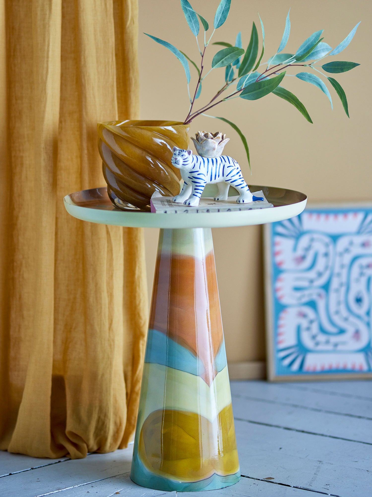 Bloomingville Brooke side table, yellow, metal