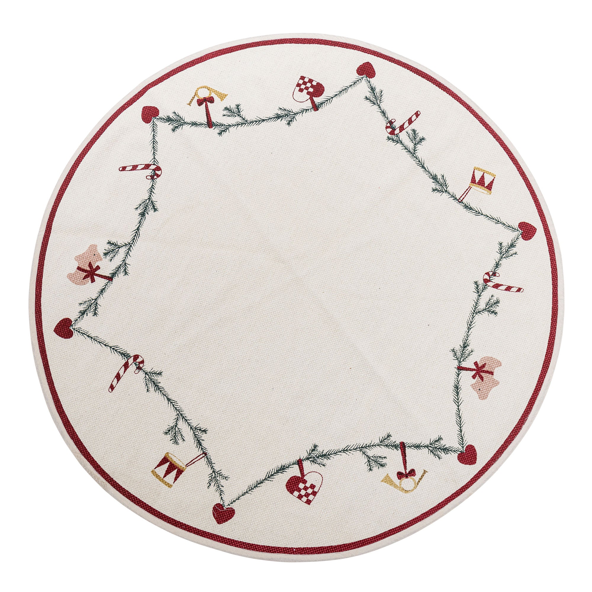 Bloomingville Yule Christmas tree blanket, red, cotton