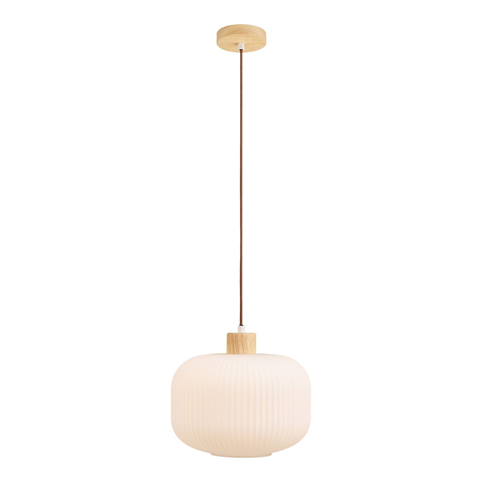 Argalo pendant - pendant, glass/wood, white Ø30 cm