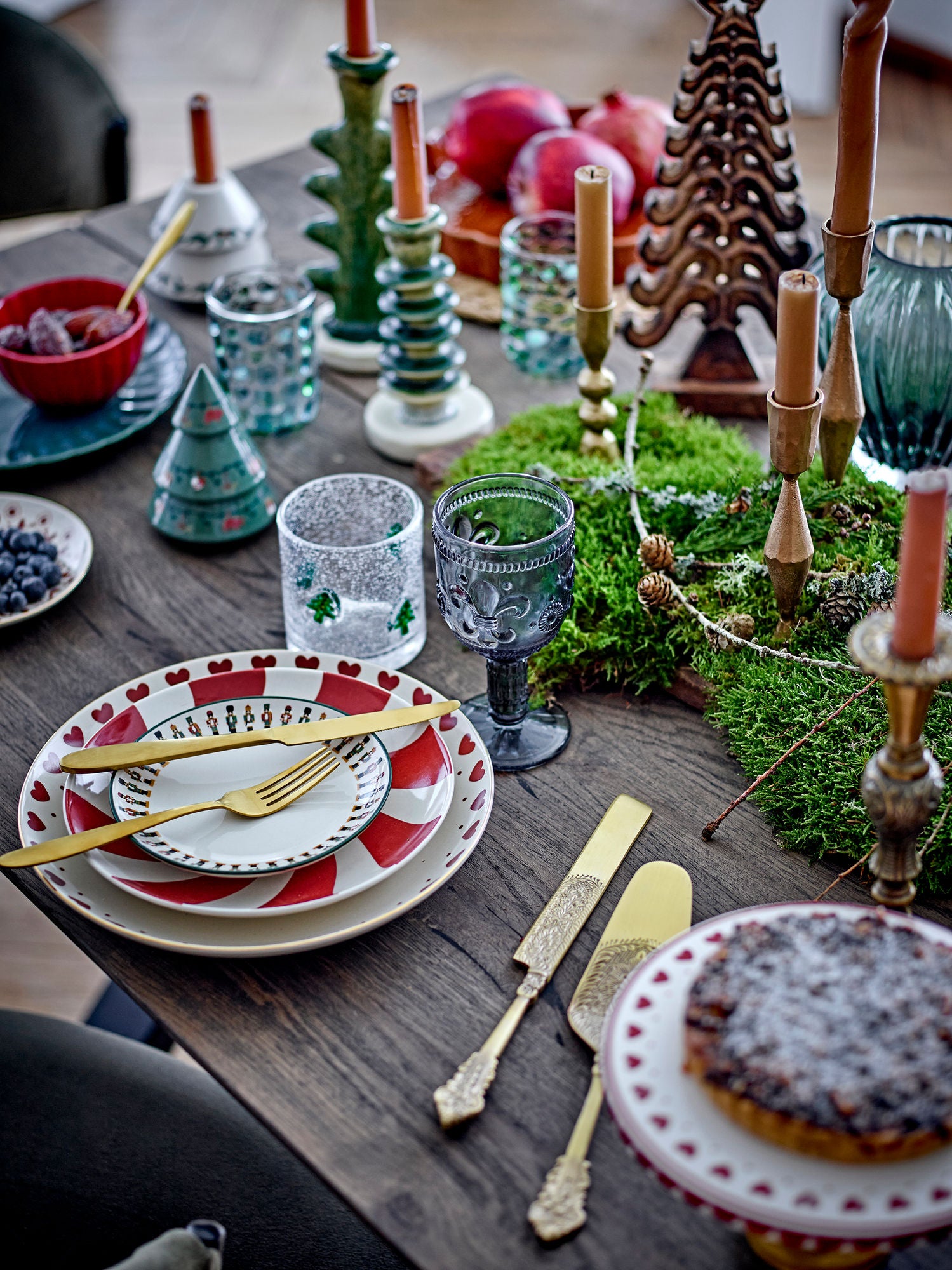 Bloomingville jolly cake dish, red, stoneware