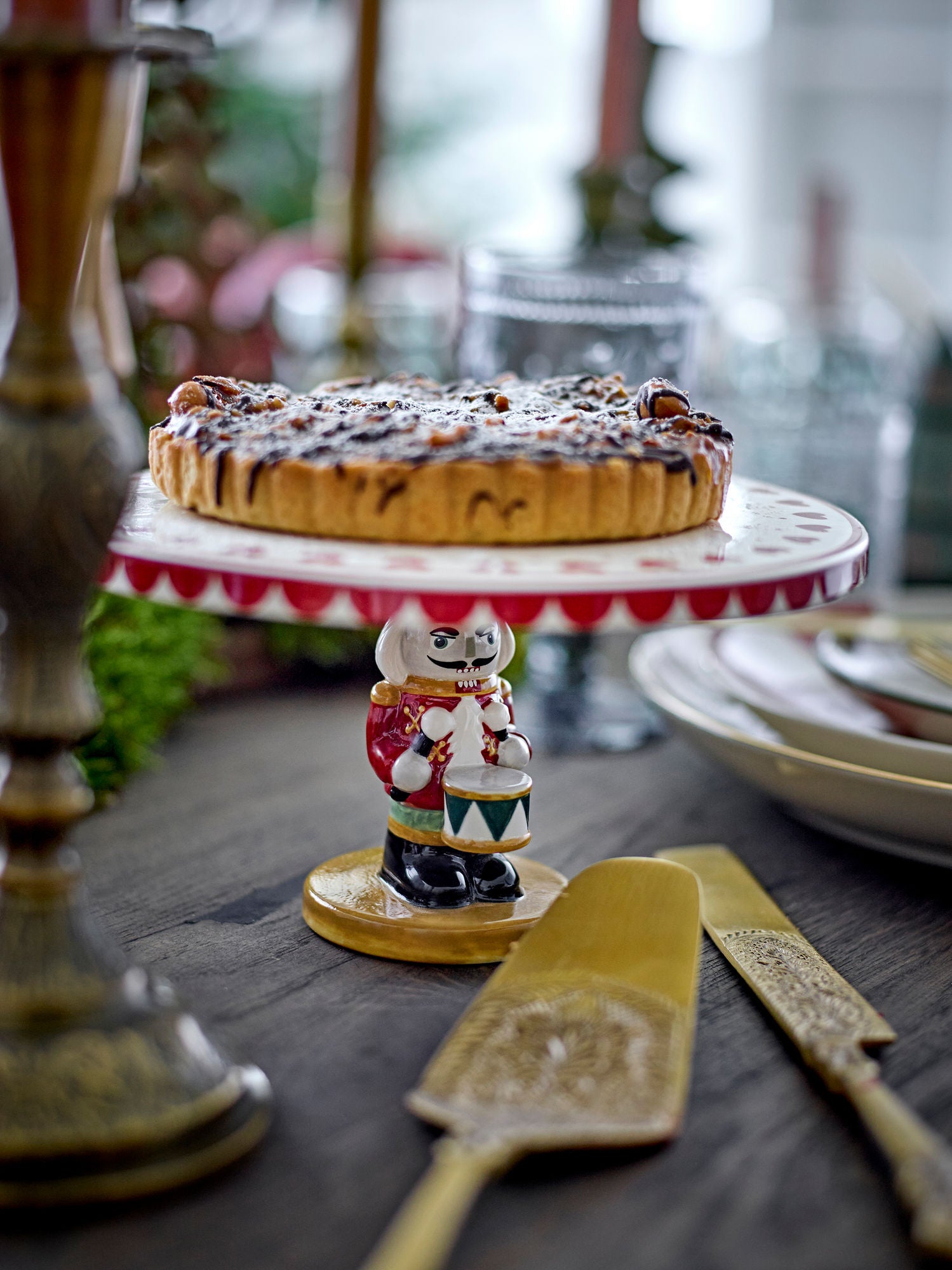 Bloomingville jolly cake dish, red, stoneware