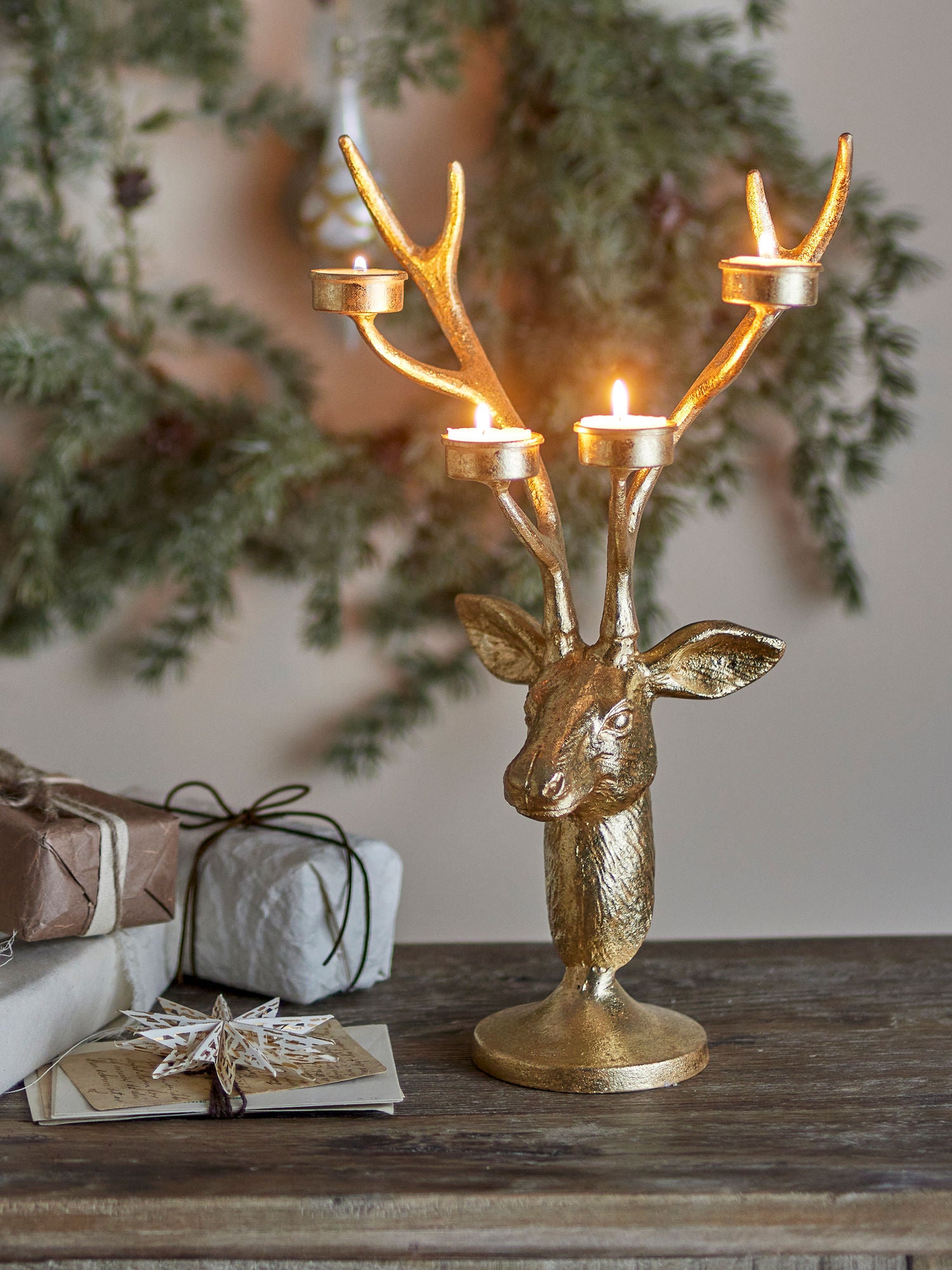 Bloomingville Kanei Fyrfadstage, Gold, Metal