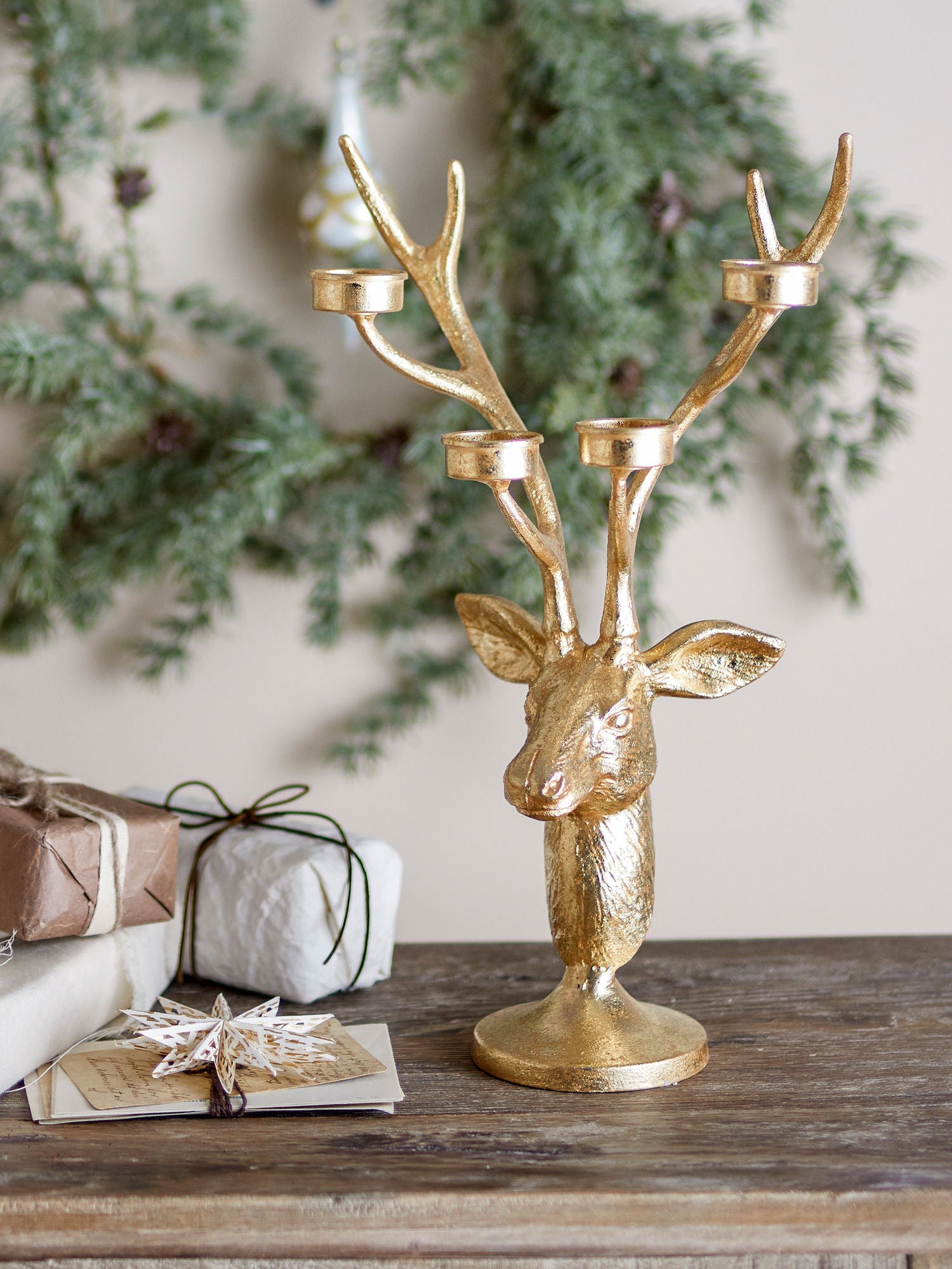 Bloomingville Kanei Fyrfadstage, Gold, Metal