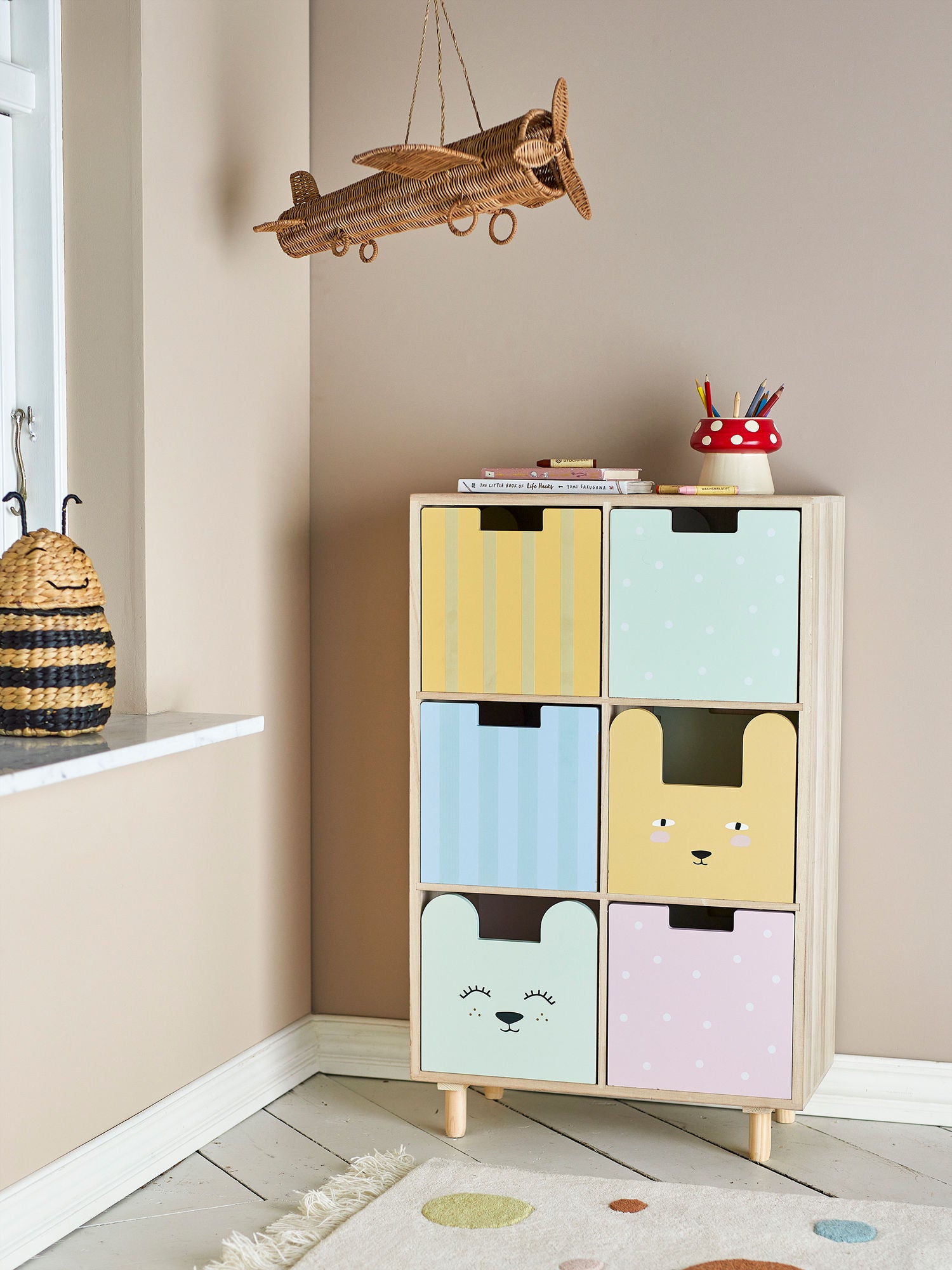 Bloomingville Mini Calle Bookcase w/drawers, nature, emperor