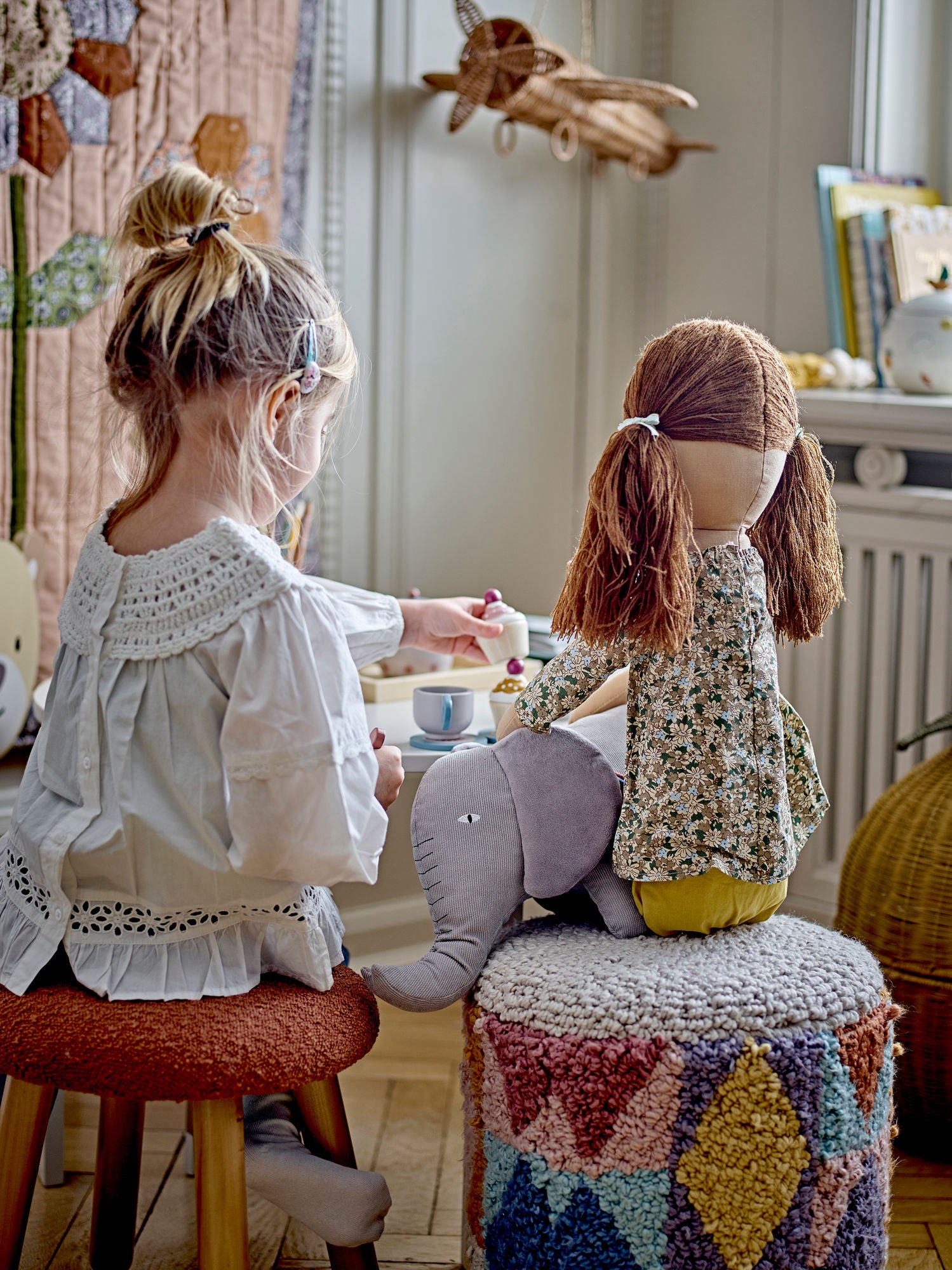 Bloomingville mini miaki puf, gray, cotton