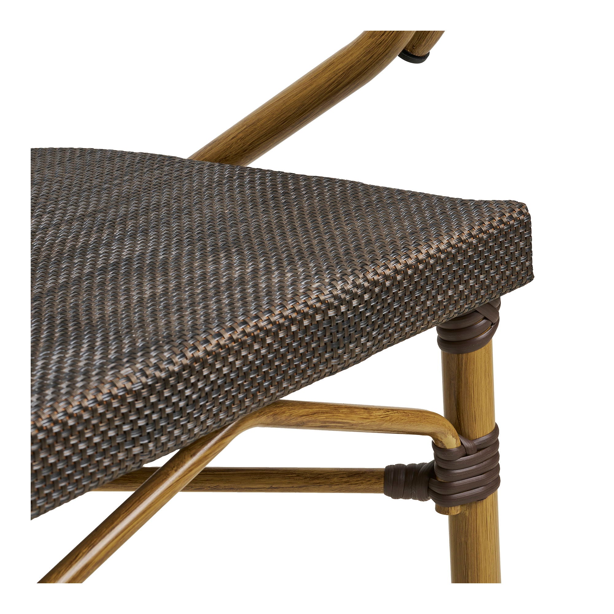 Calda Dining table chair - Dining table chair, aluminum/textiles, dark brown, bamboo look legs