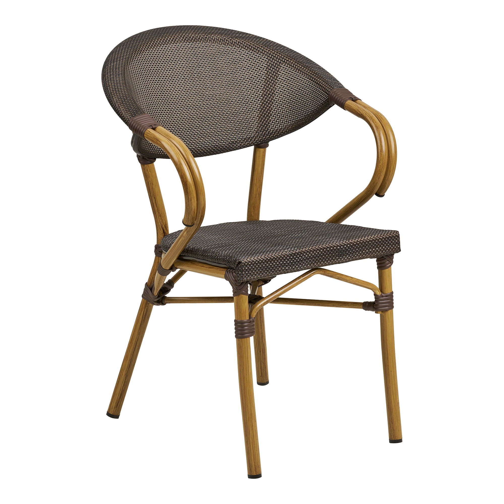Calda Dining table chair - Dining table chair, aluminum/textiles, dark brown, bamboo look legs