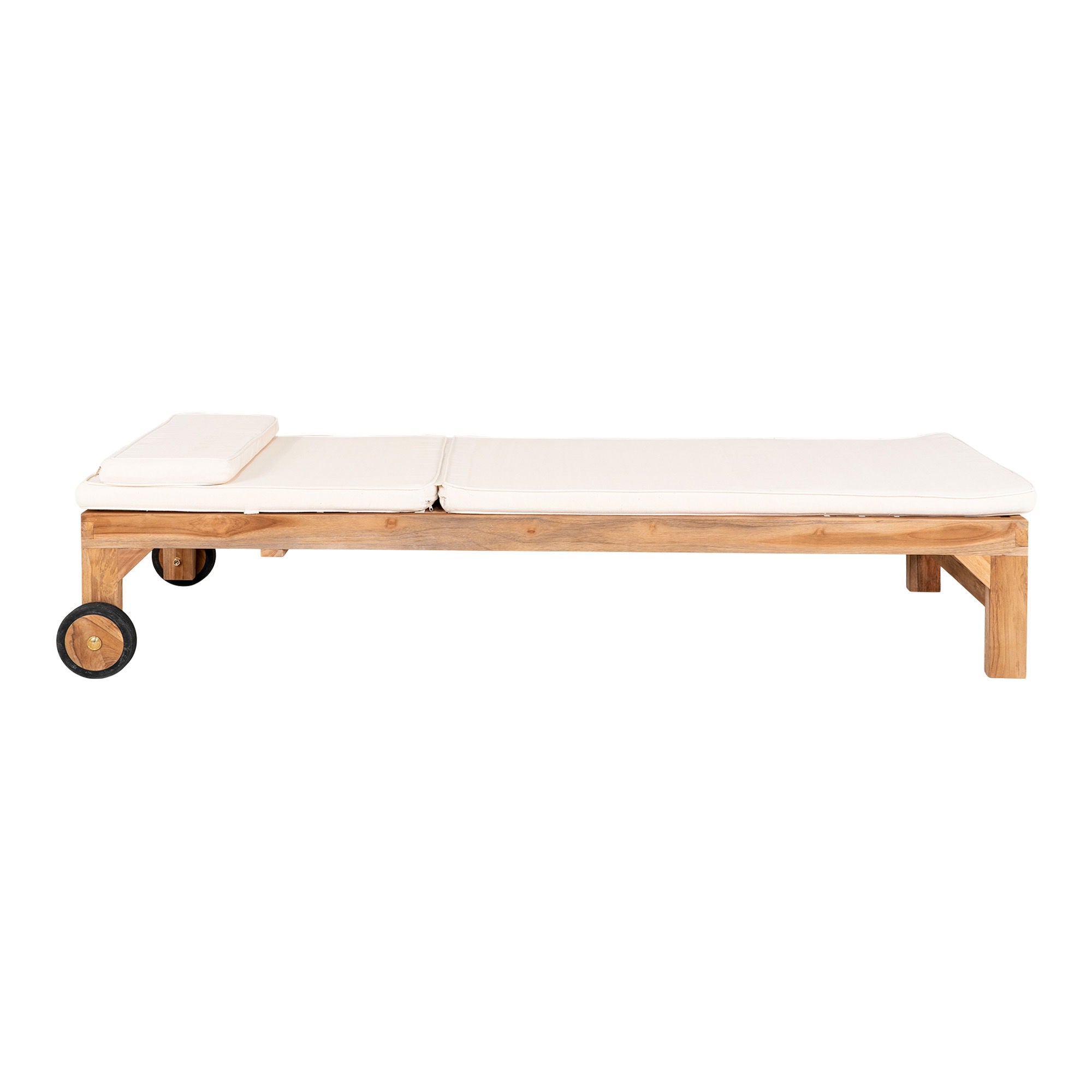 Andorra solar trolley with solar trolley cushion - solar trolley with solar trolley cushion, teak/cotton, nature/white