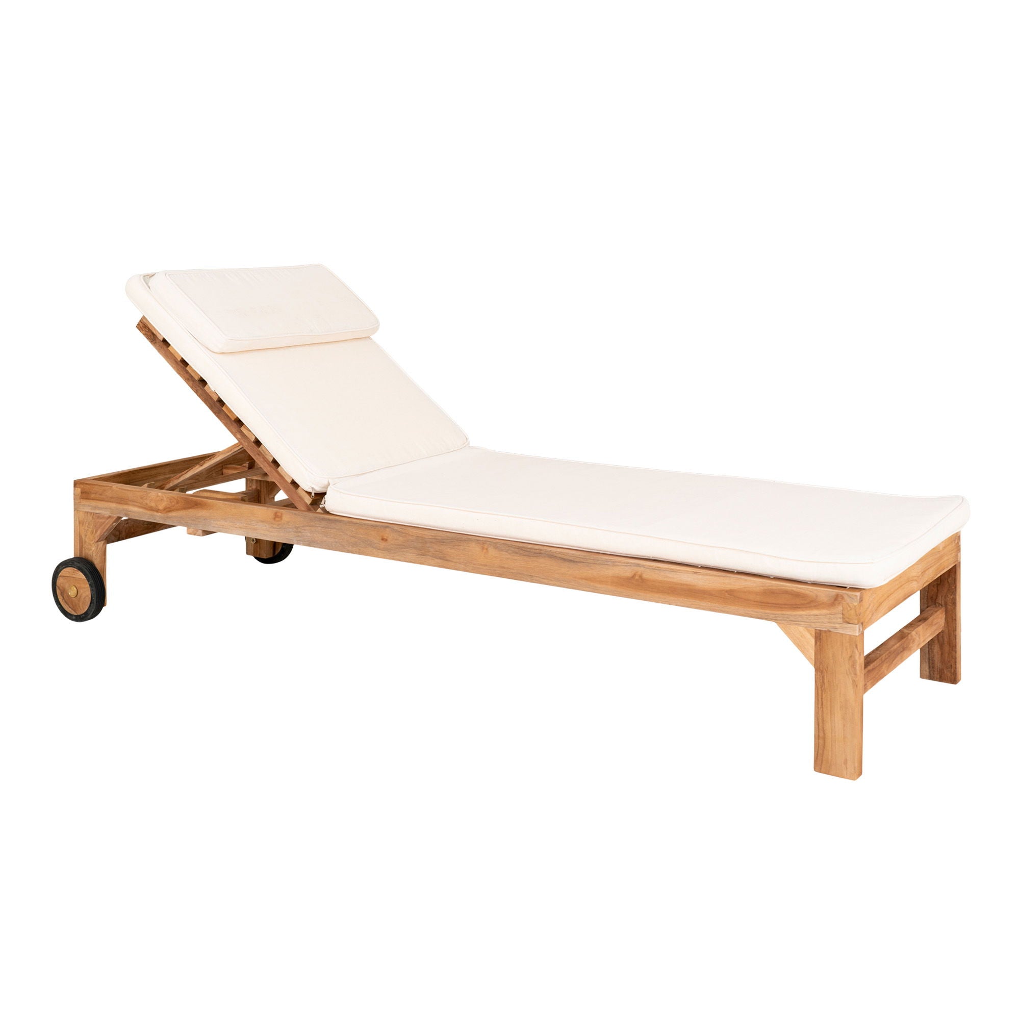 Andorra solar trolley with solar trolley cushion - solar trolley with solar trolley cushion, teak/cotton, nature/white